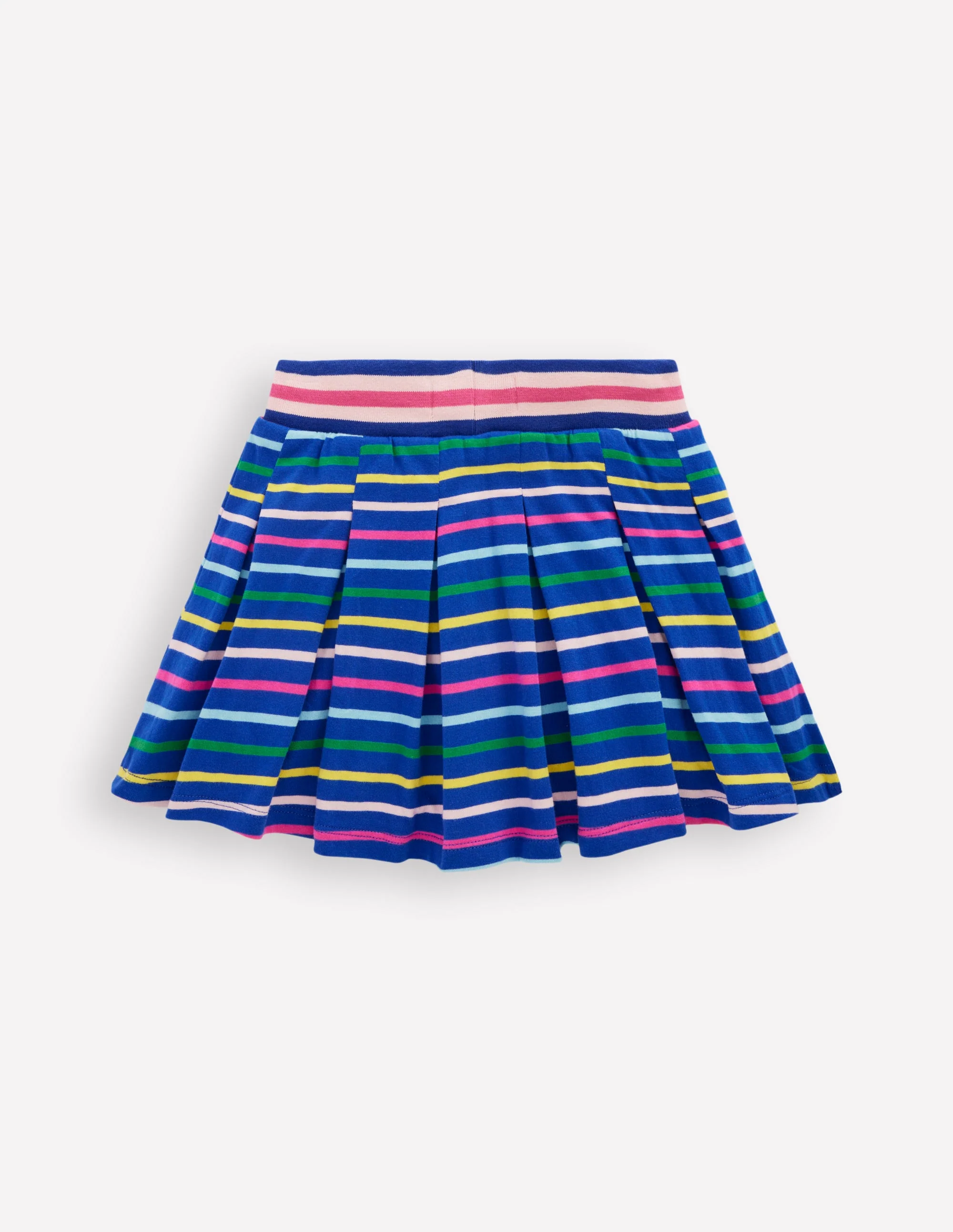 Pleated Jersey Skort-Navy Rainbow Stripe - Image 2