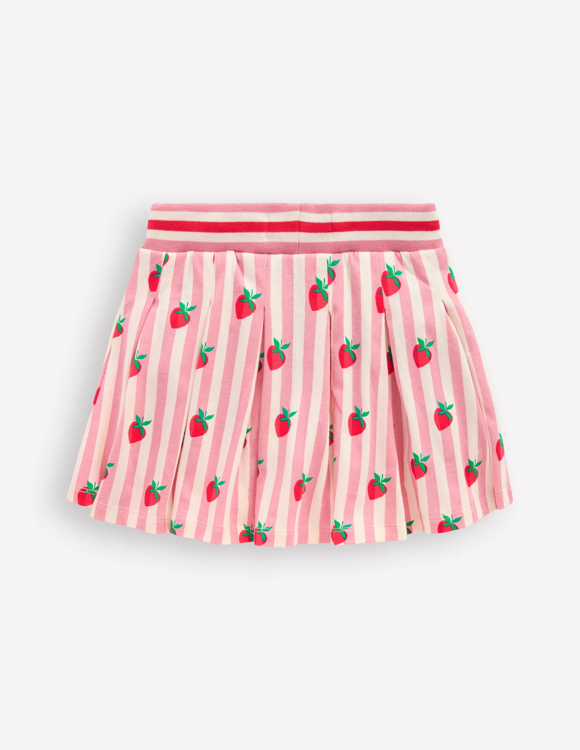 Pleated Jersey Skort-Pink Stripe Strawberries - Image 2