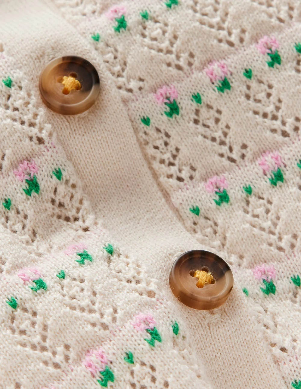 Pointelle Collared Cardigan-Warm Ivory - Image 3