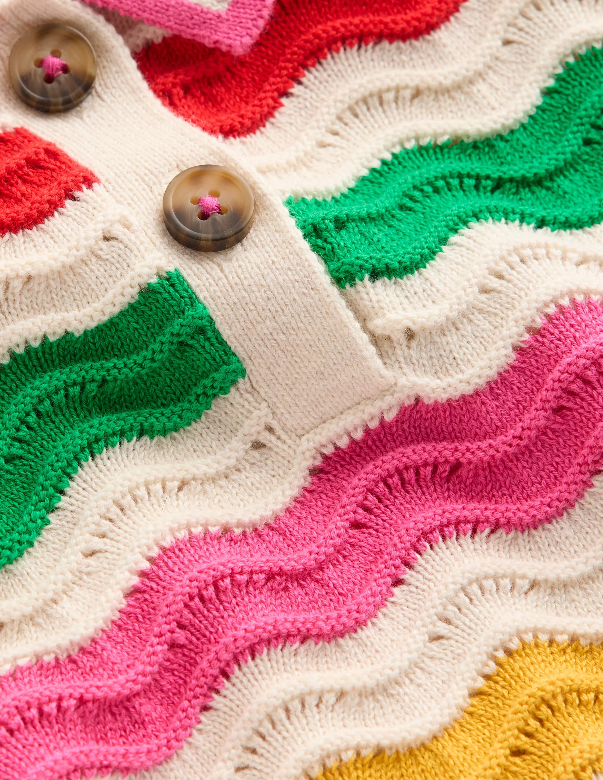 Pointelle Knitted Polo Top-Ecru Marl Multi Wave - Image 4