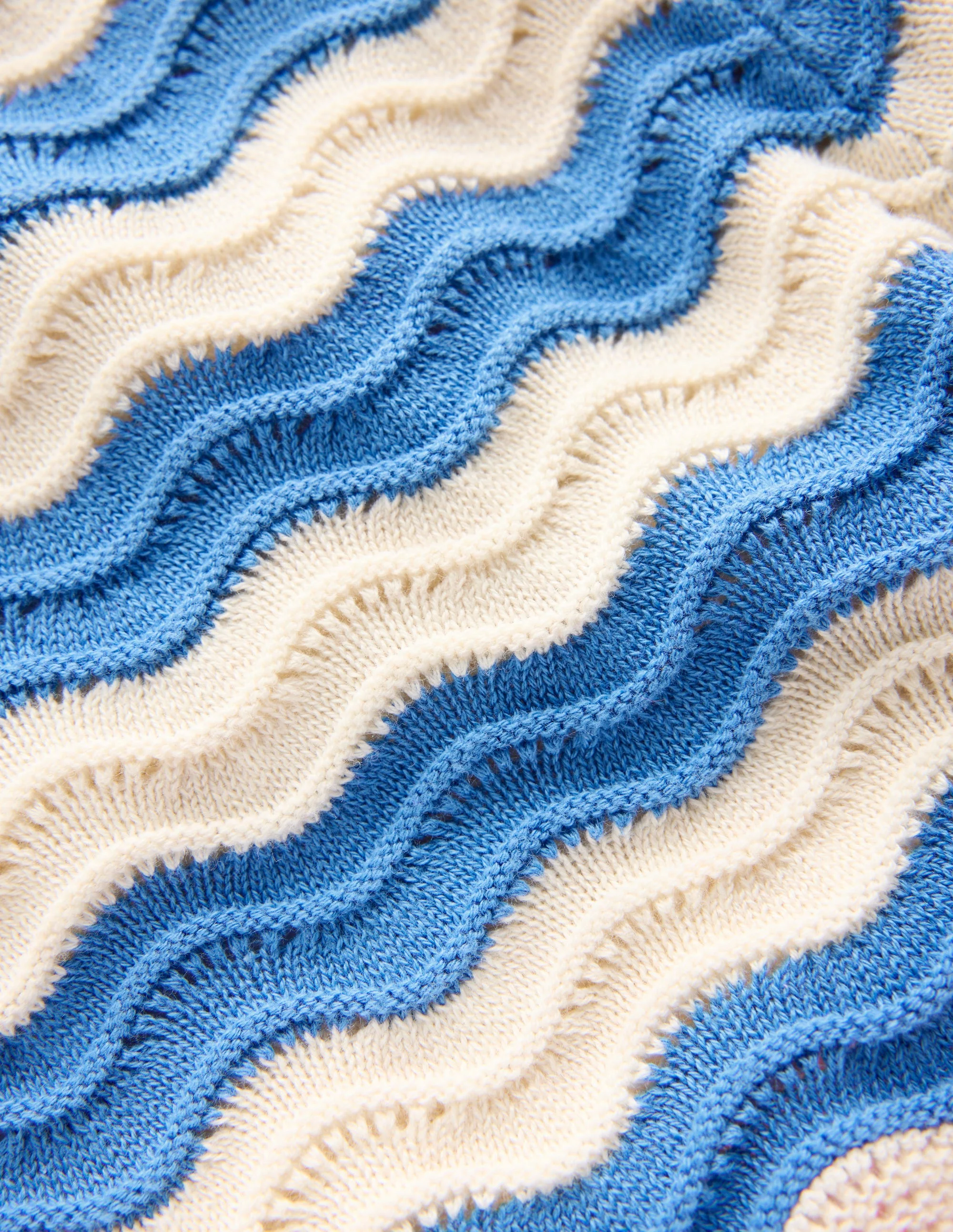 Pointelle Knitted Shorts-Blue/ivory Stripe - Image 3