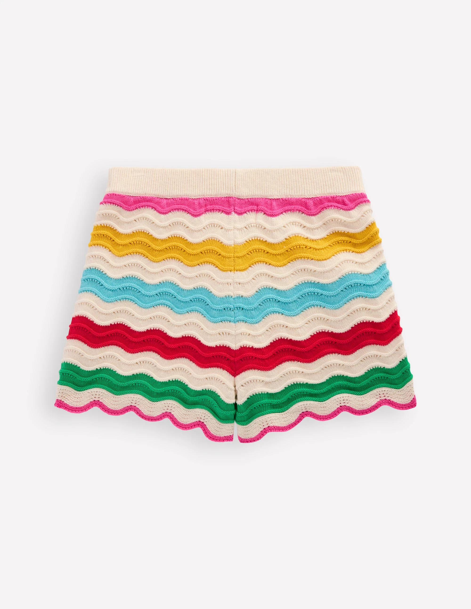 Pointelle Knitted Shorts-Ivory Multi Rainbow - Image 3