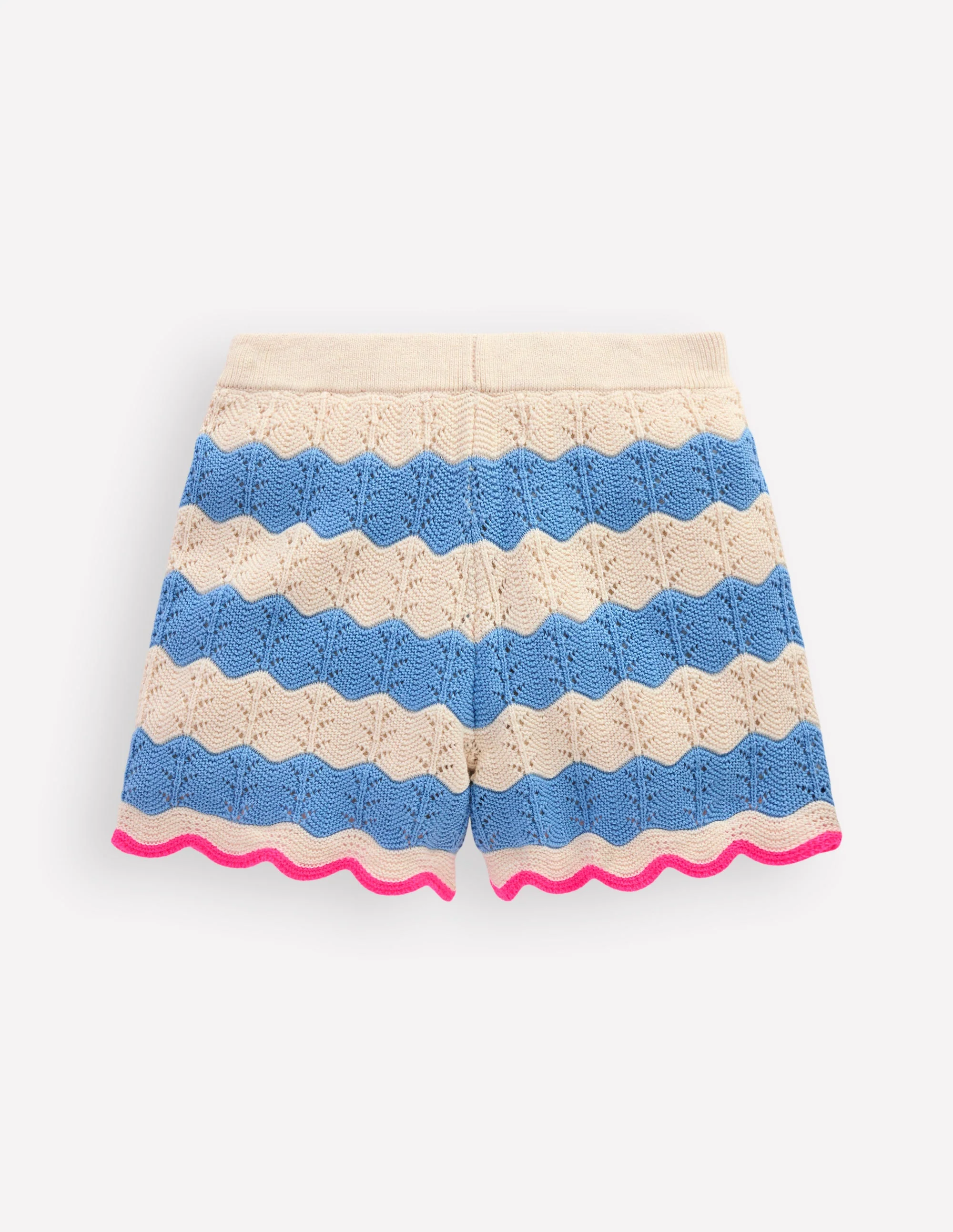 Pointelle Knitted Shorts-Wave Blue/ Ecru Marl - Image 2