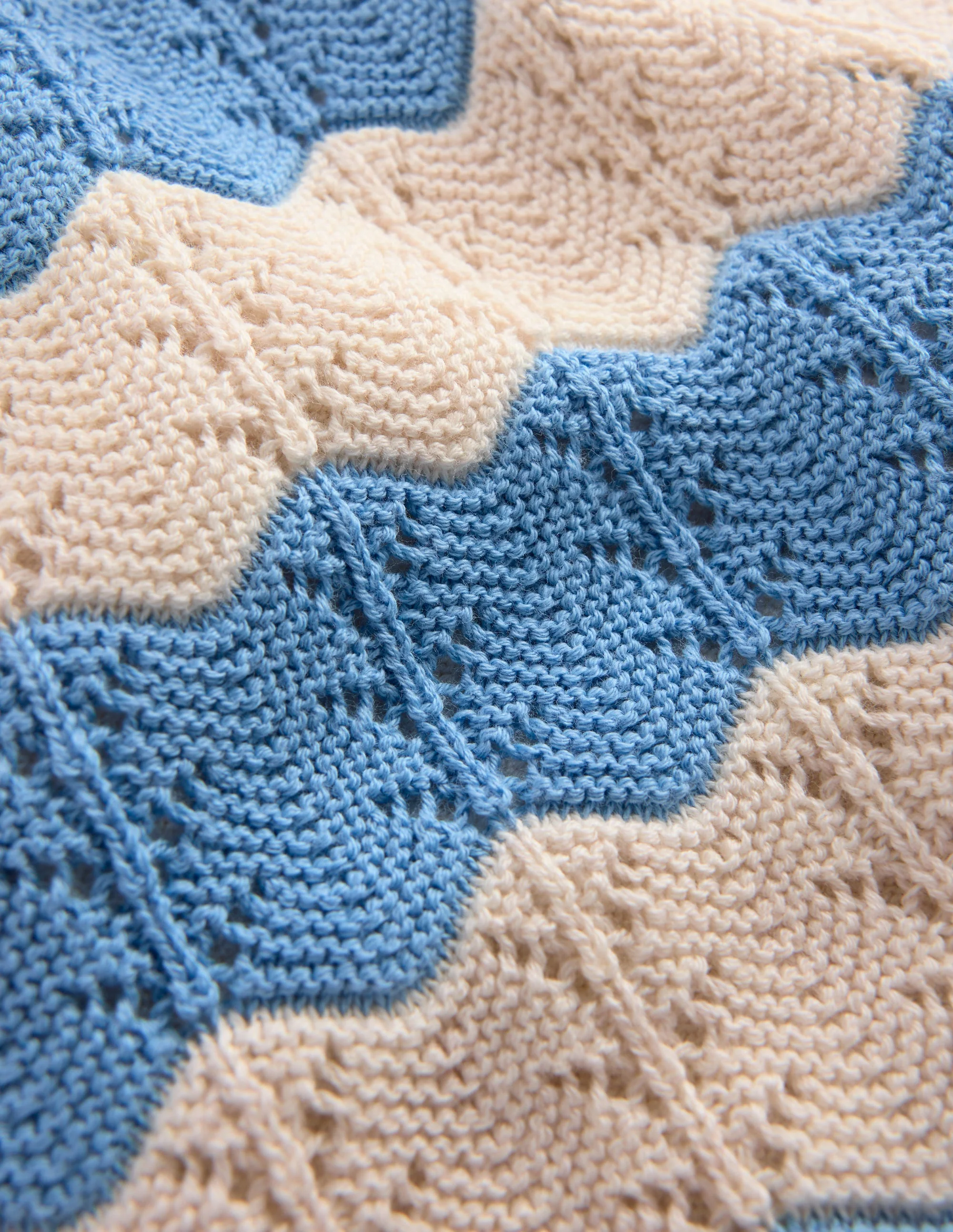 Pointelle Knitted Shorts-Wave Blue/ Ecru Marl - Image 3