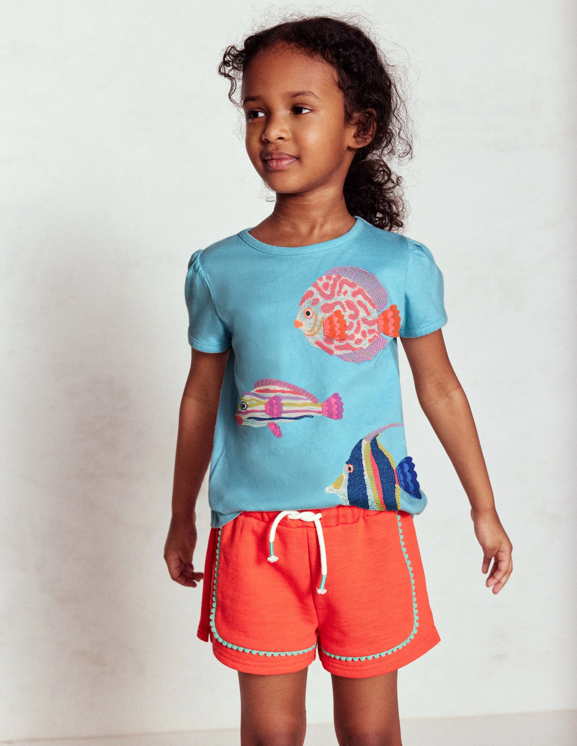 Pom Trim Jersey Short-Firecracker Red - Image 4
