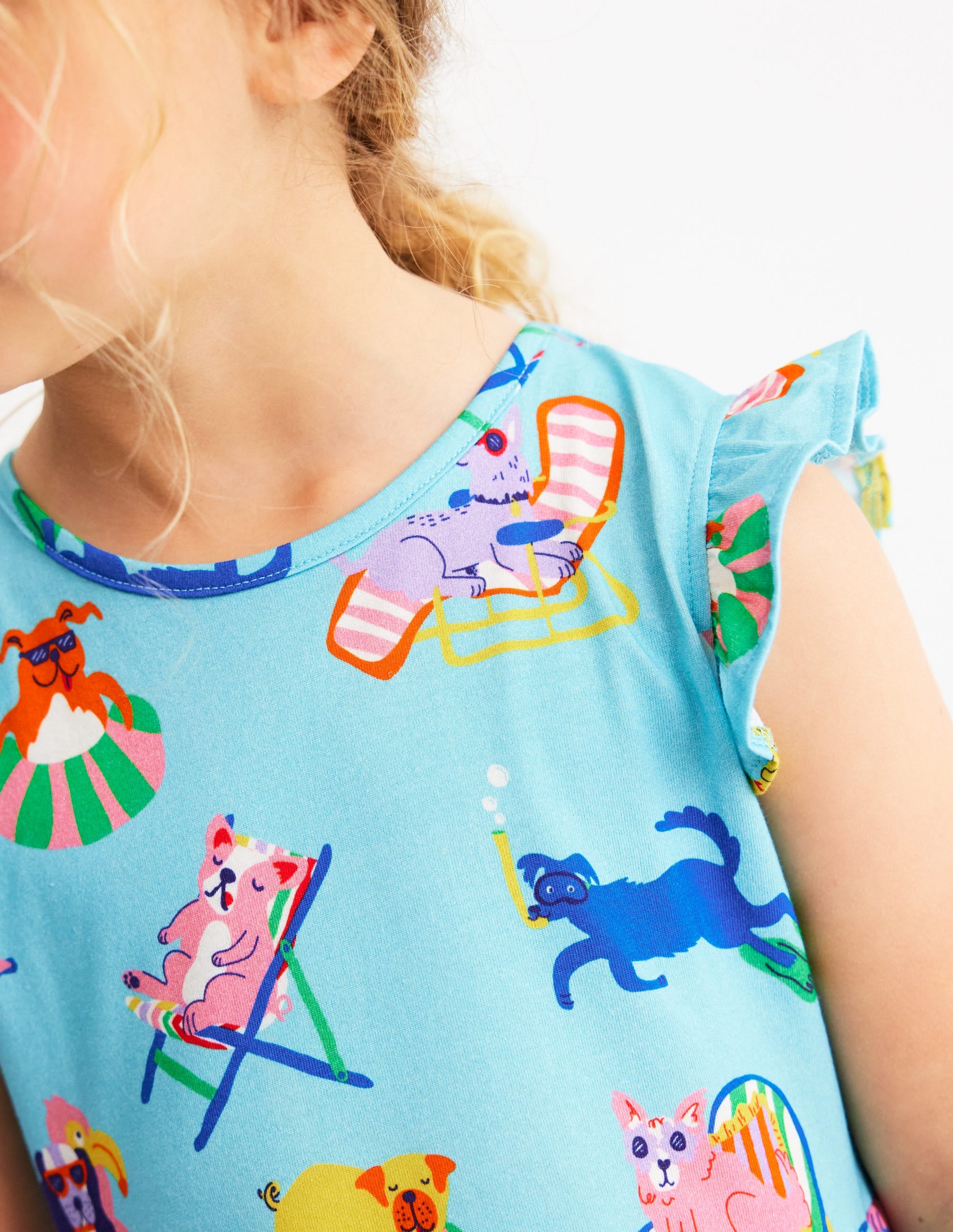 Posie Frill Sleeve Dress-Barbados Beach Poolside Pets - Image 2