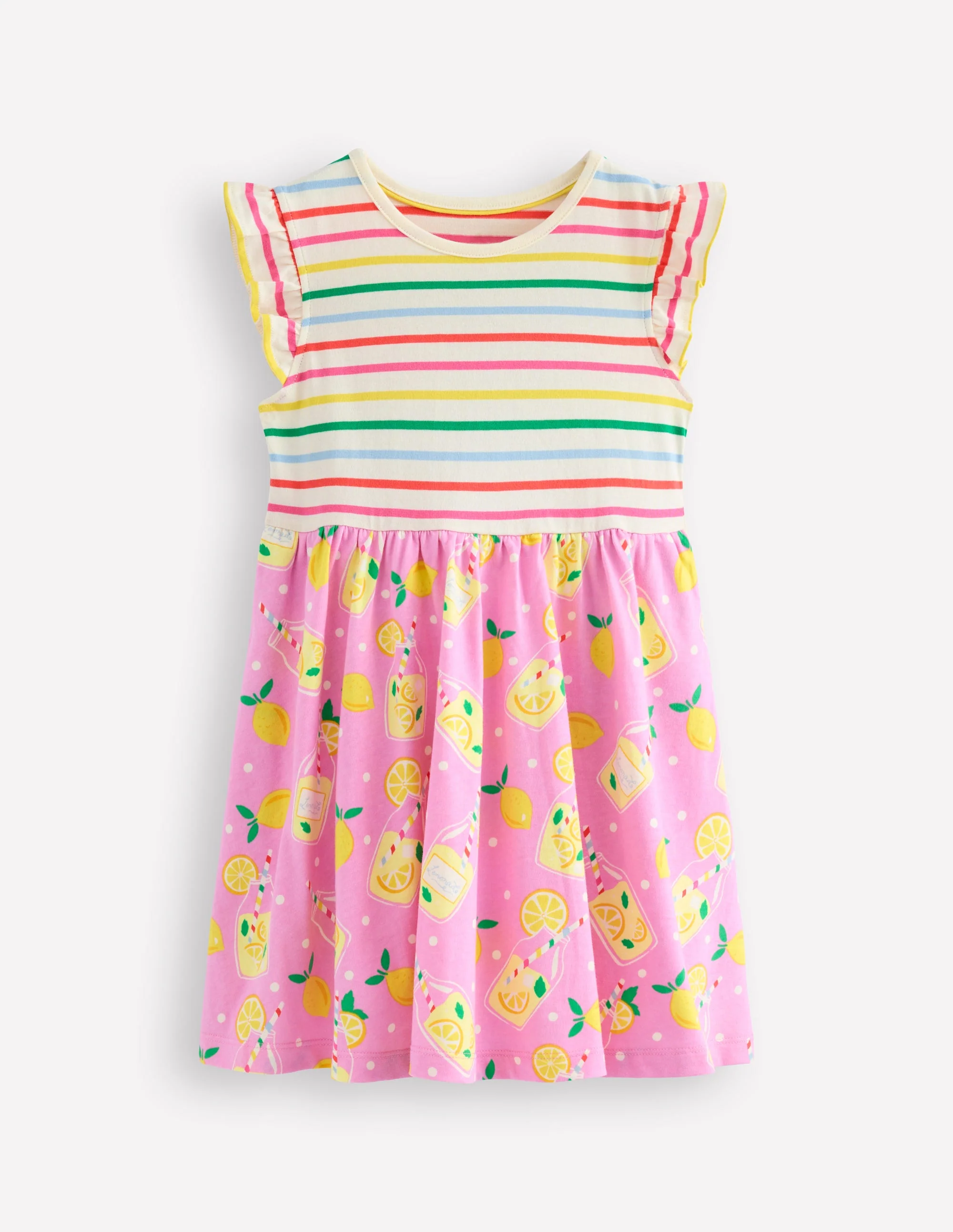 Posie Frill Sleeve Dress-Chalk Pink Lemonade - Image 2
