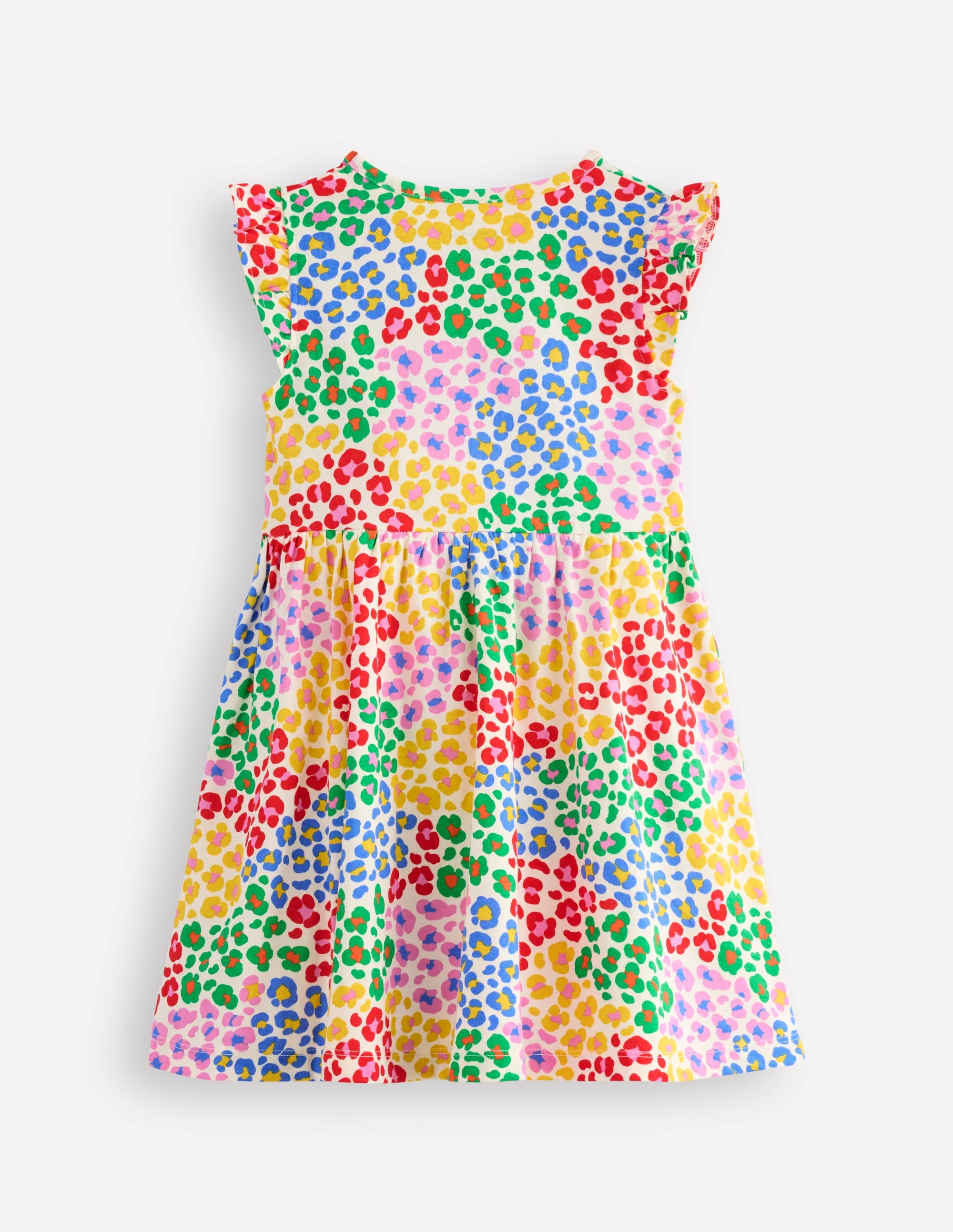 Posie Frill Sleeve Dress-Multi Rainbow Leopard - Image 2