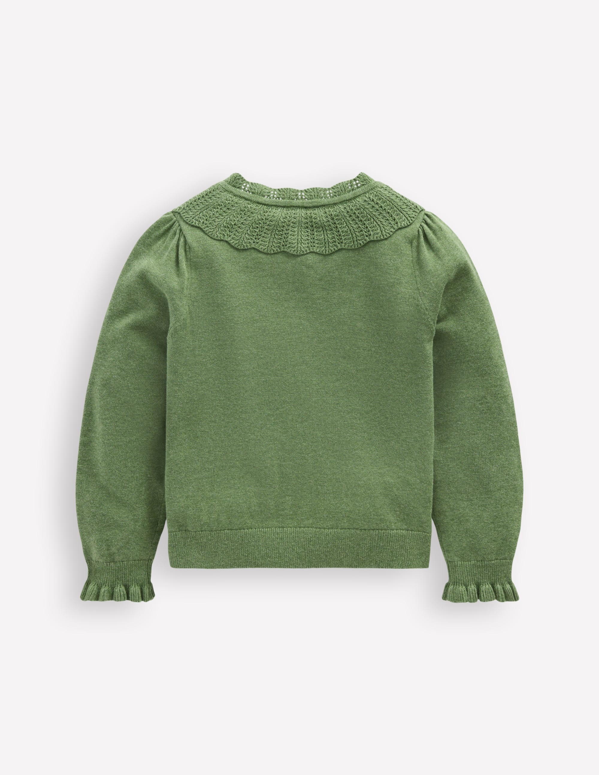 Pretty Ruffle Cardigan-Safari Green Marl - Image 2