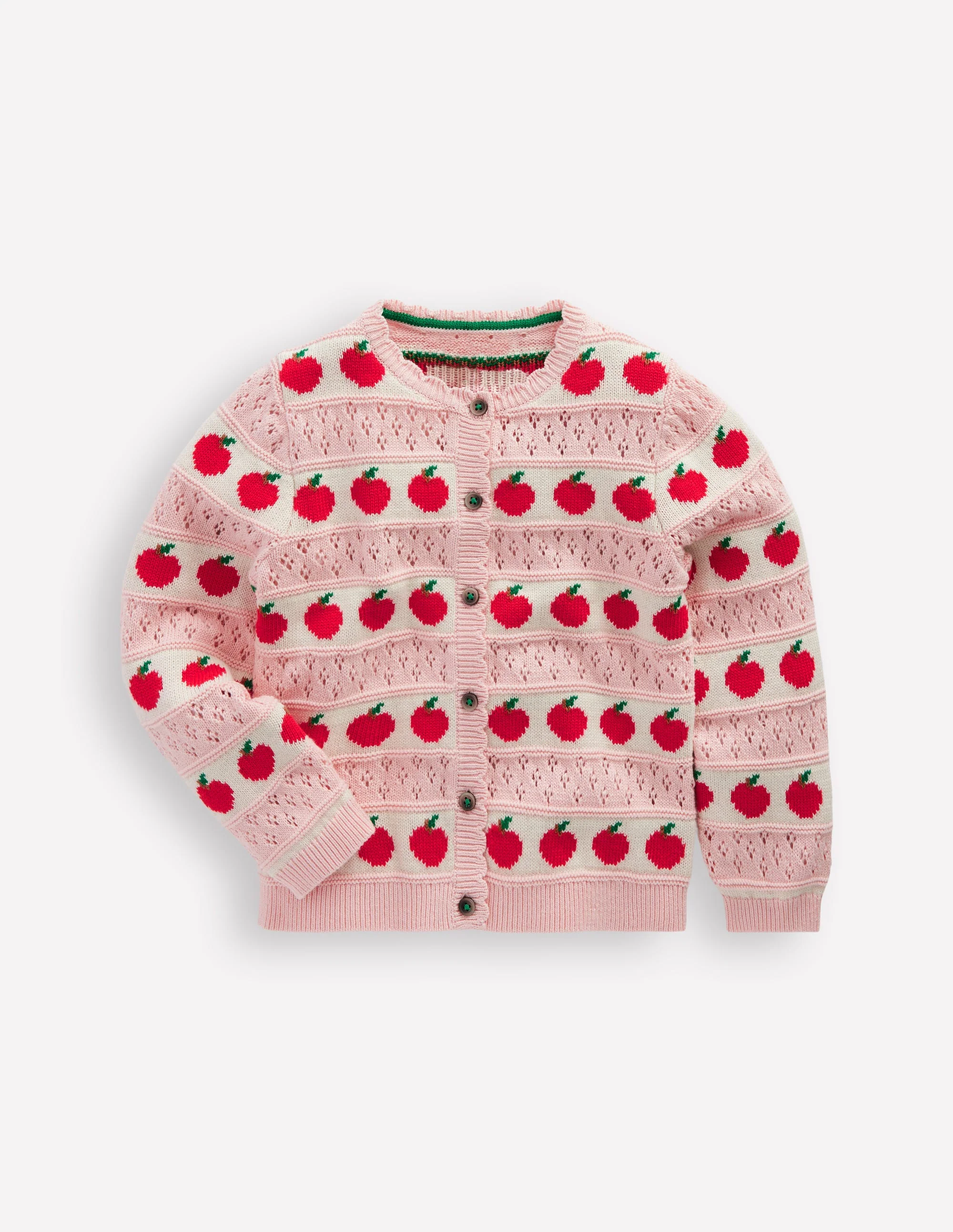 Pretty Scalloped Cardigan-Chalk Pink Apples