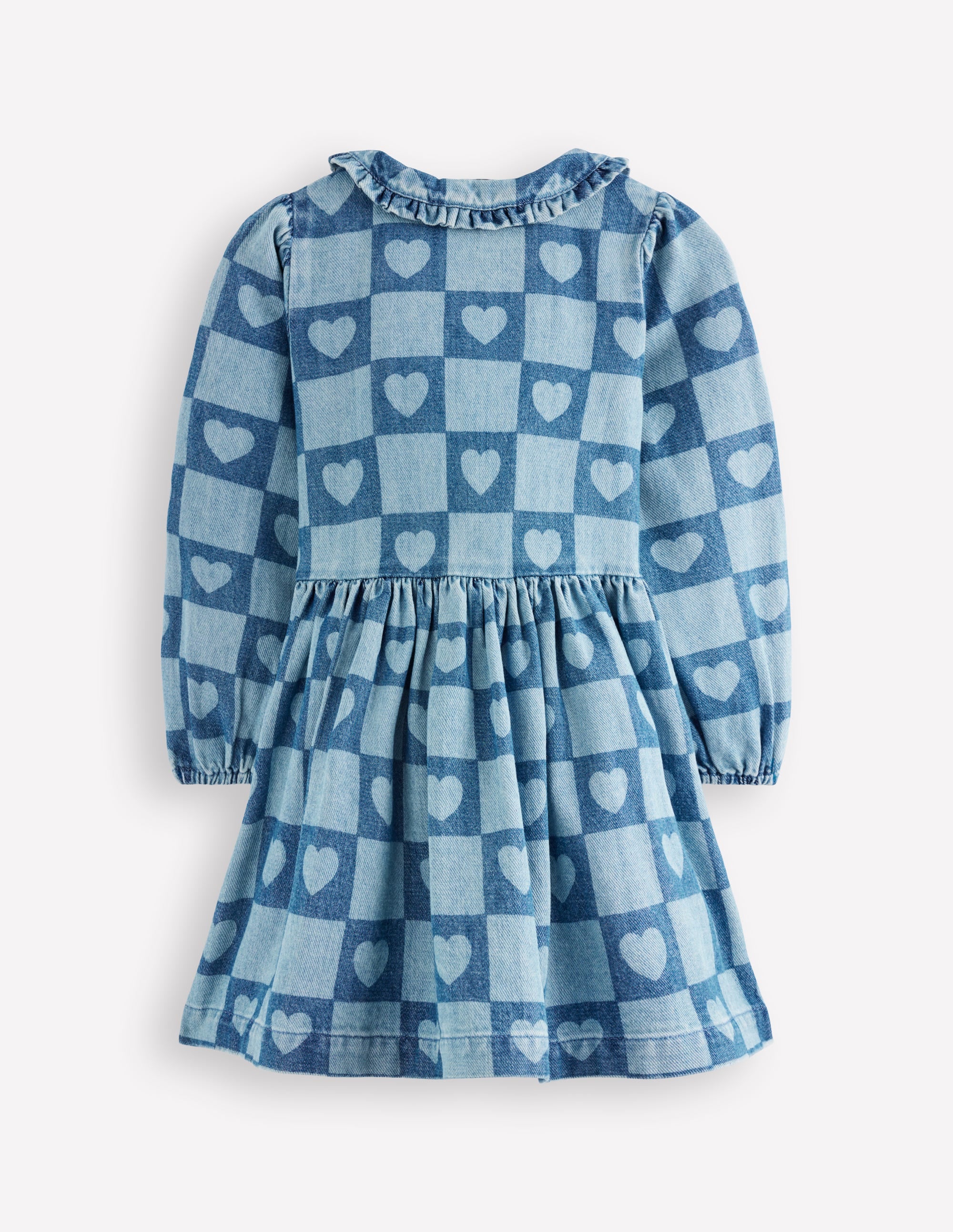 Pretty Shirt Dress-Denim Heart Stamp - Image 2