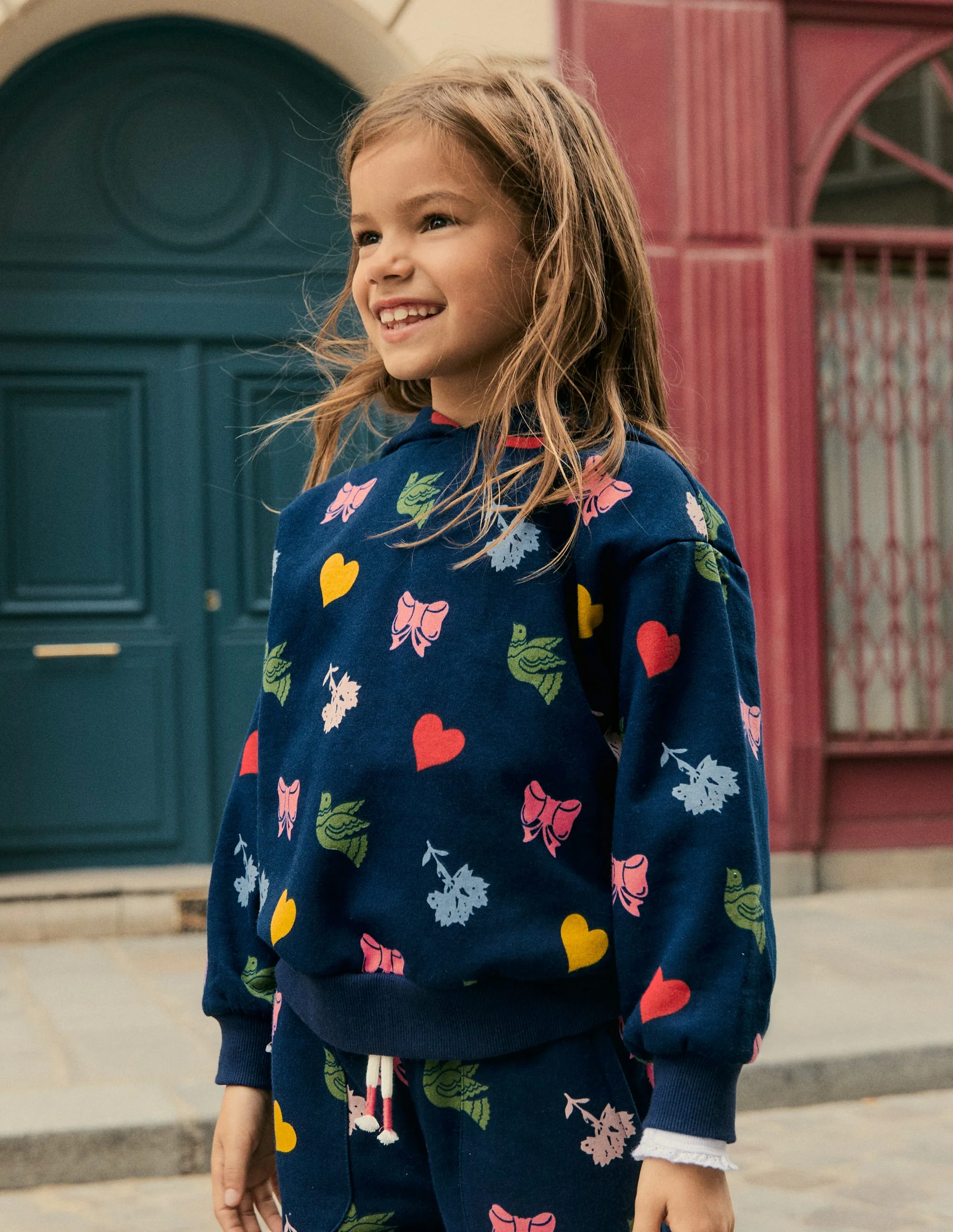 Printed Hoodie-College Navy Festive Fun - Image 4