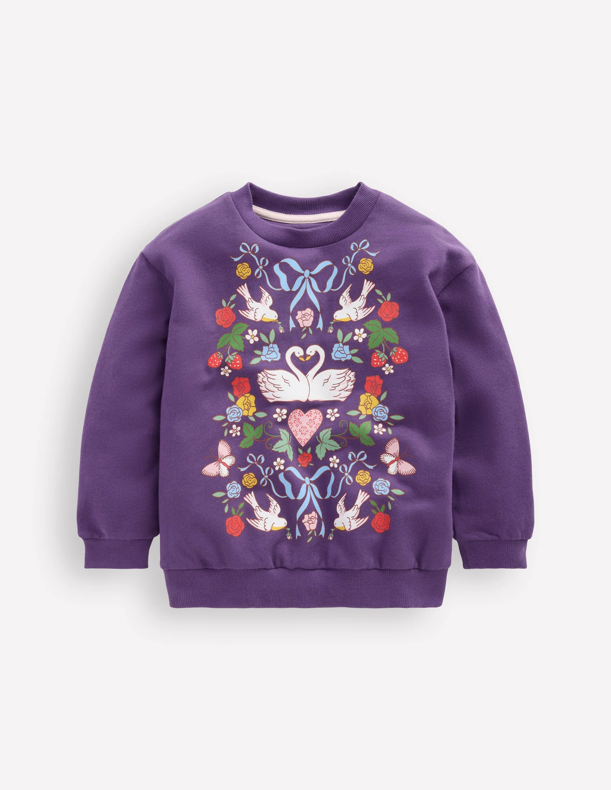 Printed Sweatshirt-Mystic Purple Lovebirds