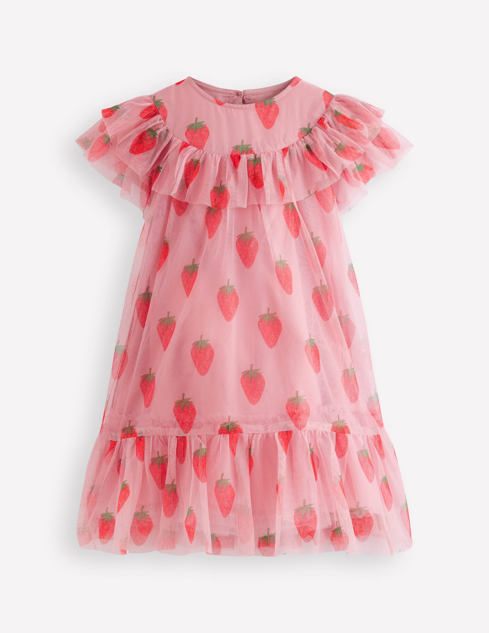 Printed Tulle Dress-Vintage Pink Strawberry Stamp - Image 2