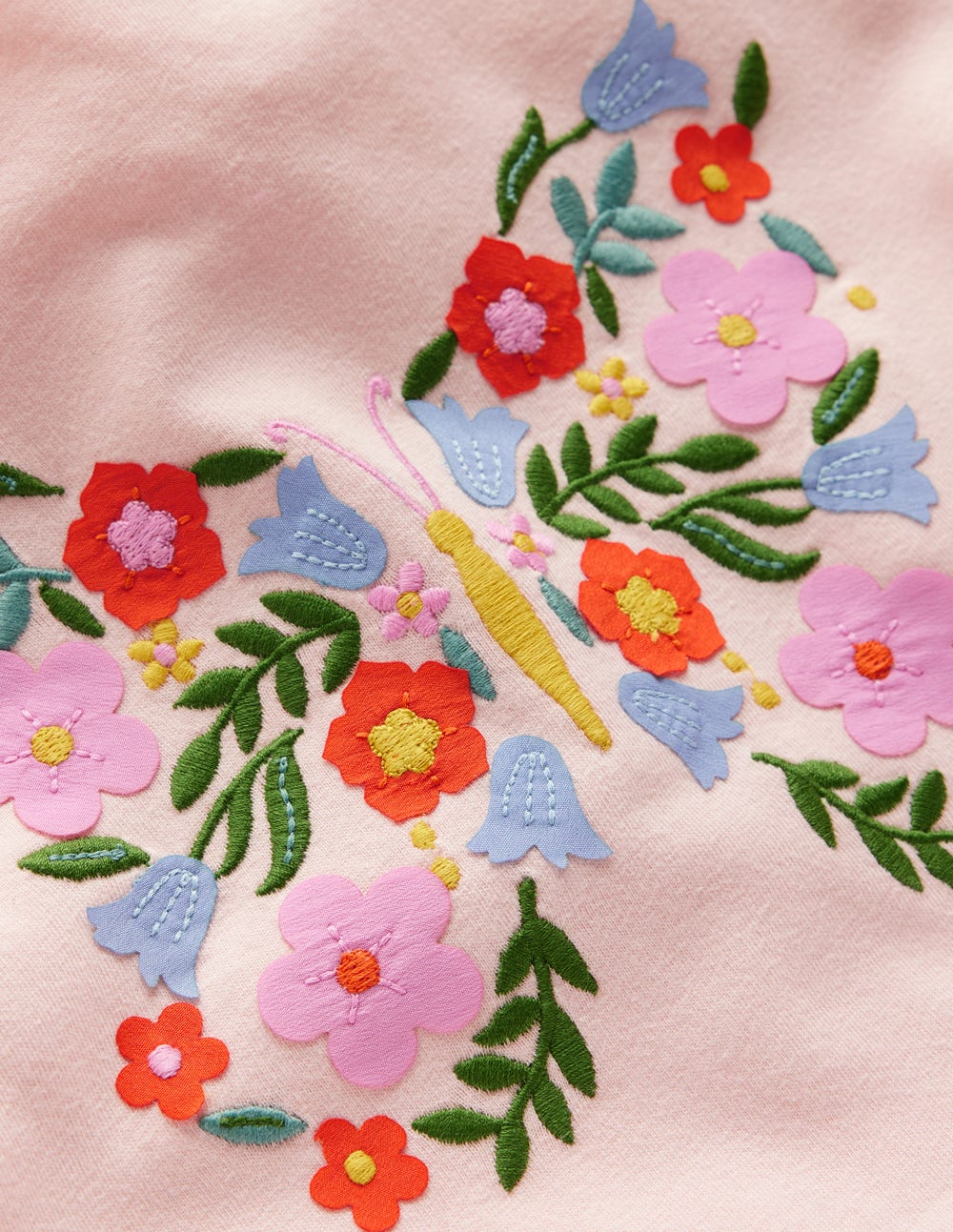 Puff Sleeve Appliqué T-shirt-Chalk Pink Butterfly - Image 3