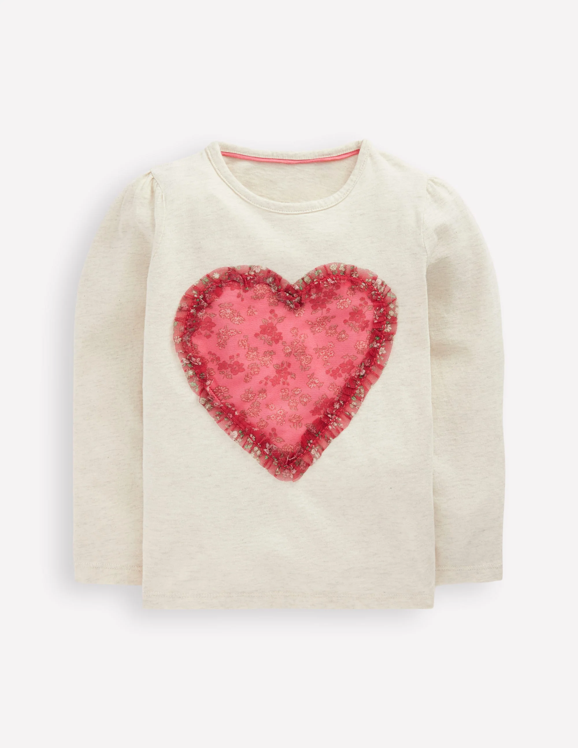 Puff Sleeve Appliqué T-shirt-Ruffle Heart - Image 3