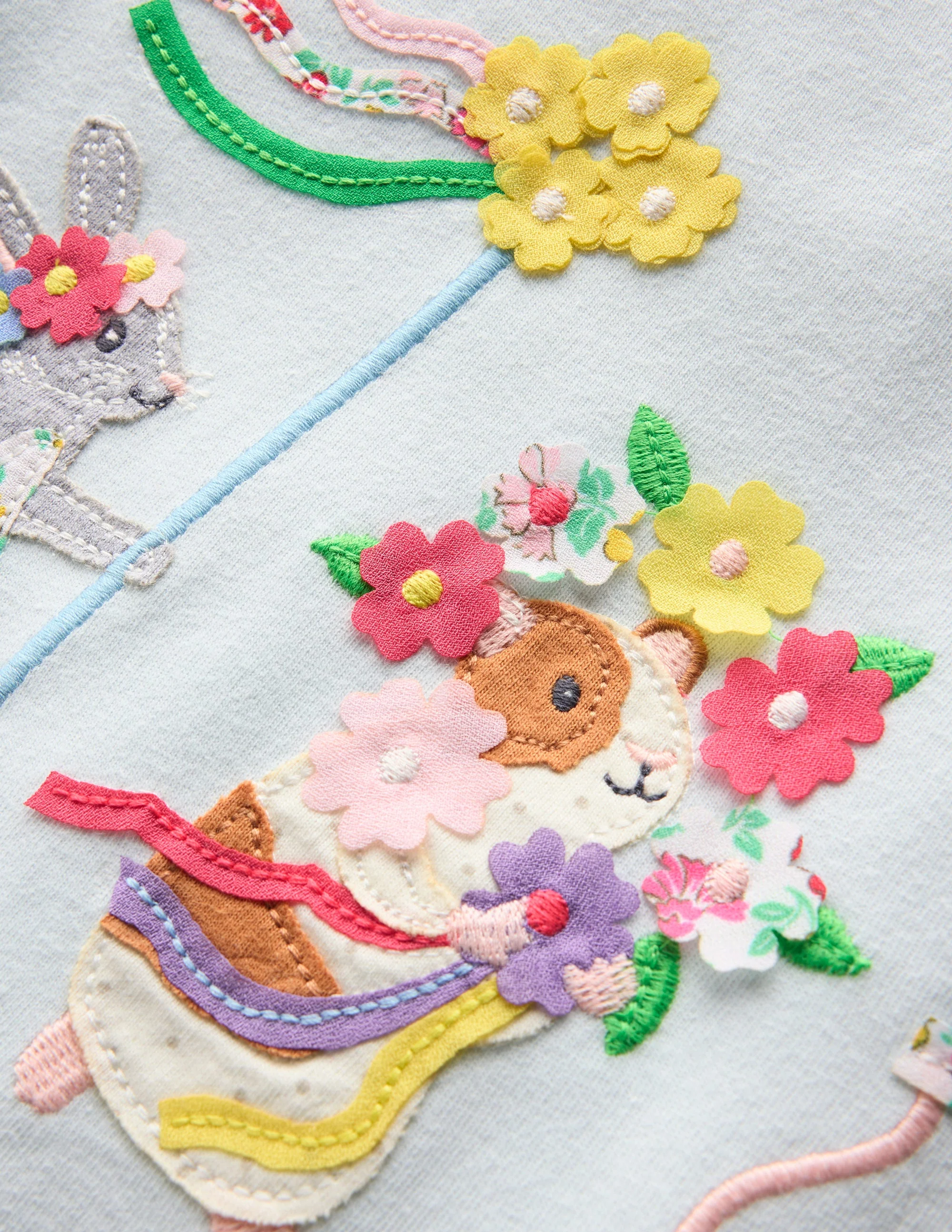 Puff Sleeve Applique Top-Cloud Blue Animals - Image 3