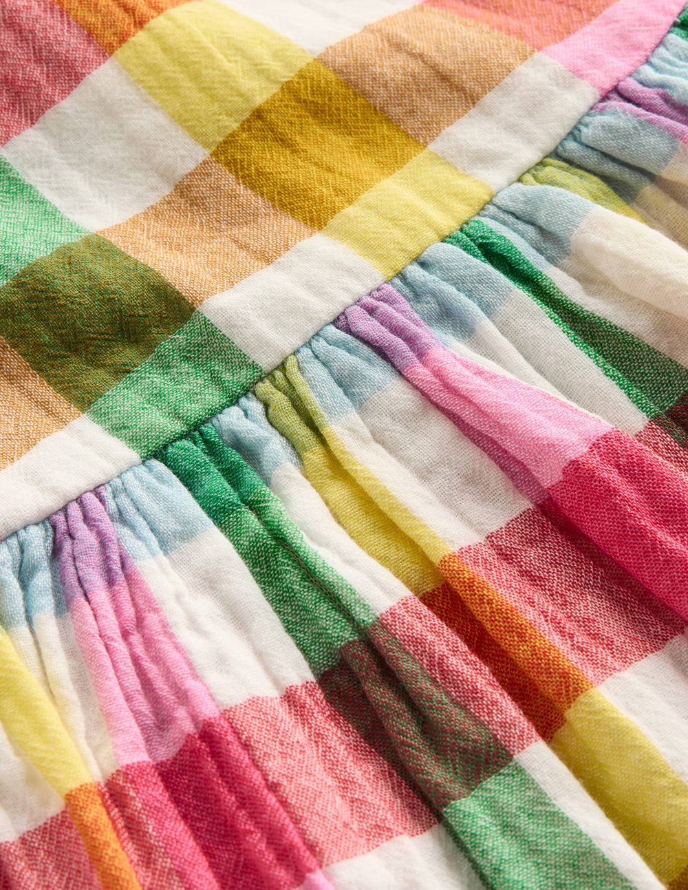 Puff Sleeve Double Cloth Dress-Multi Check - Image 3