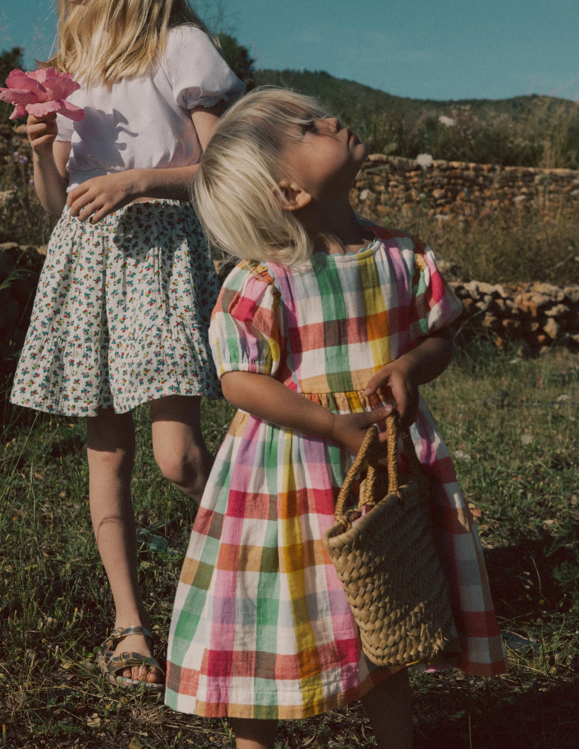 Puff Sleeve Double Cloth Dress-Multi Check - Image 4