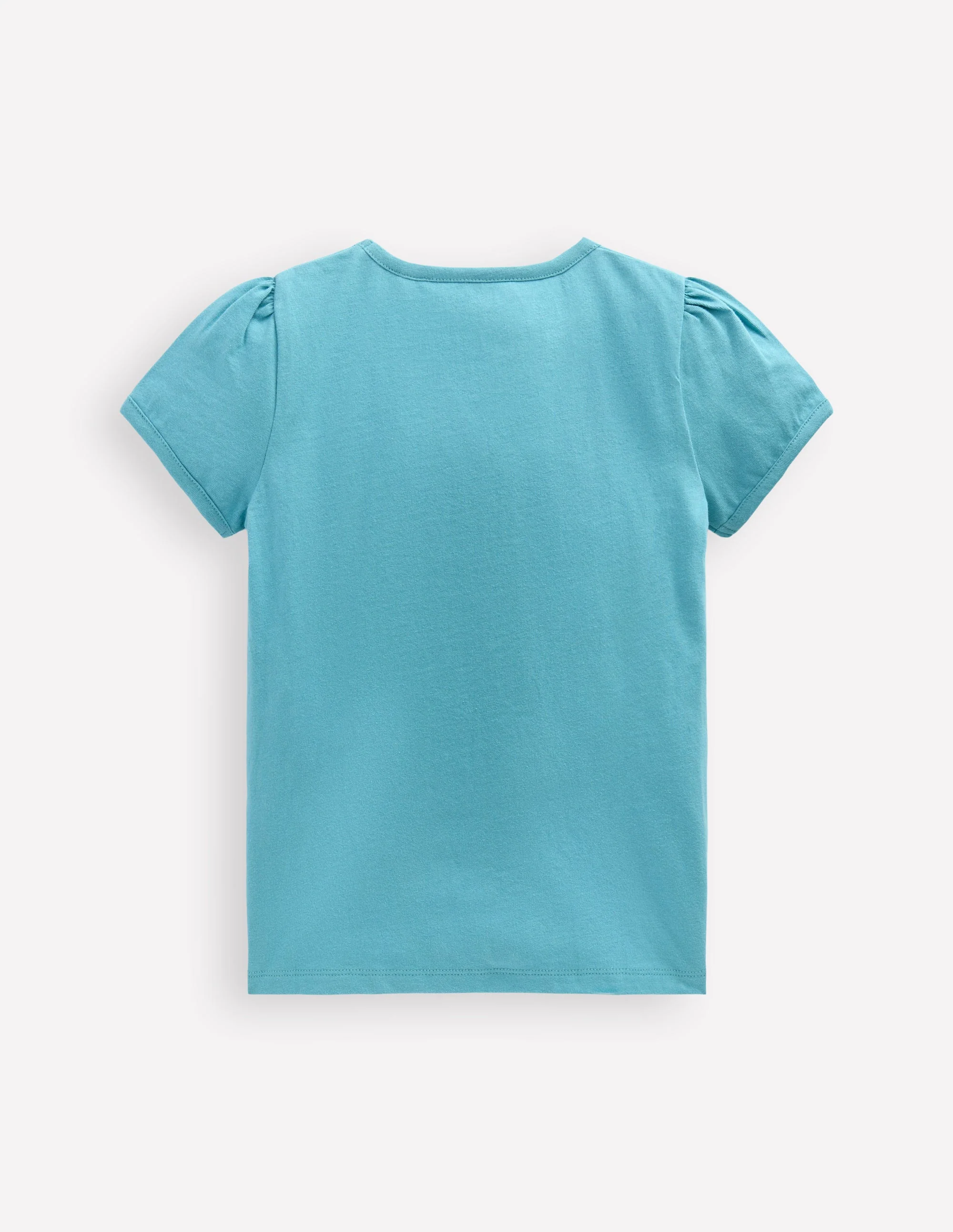 Puff Sleeve Superstitch Top-Aqua Sea Blue Fish - Image 4