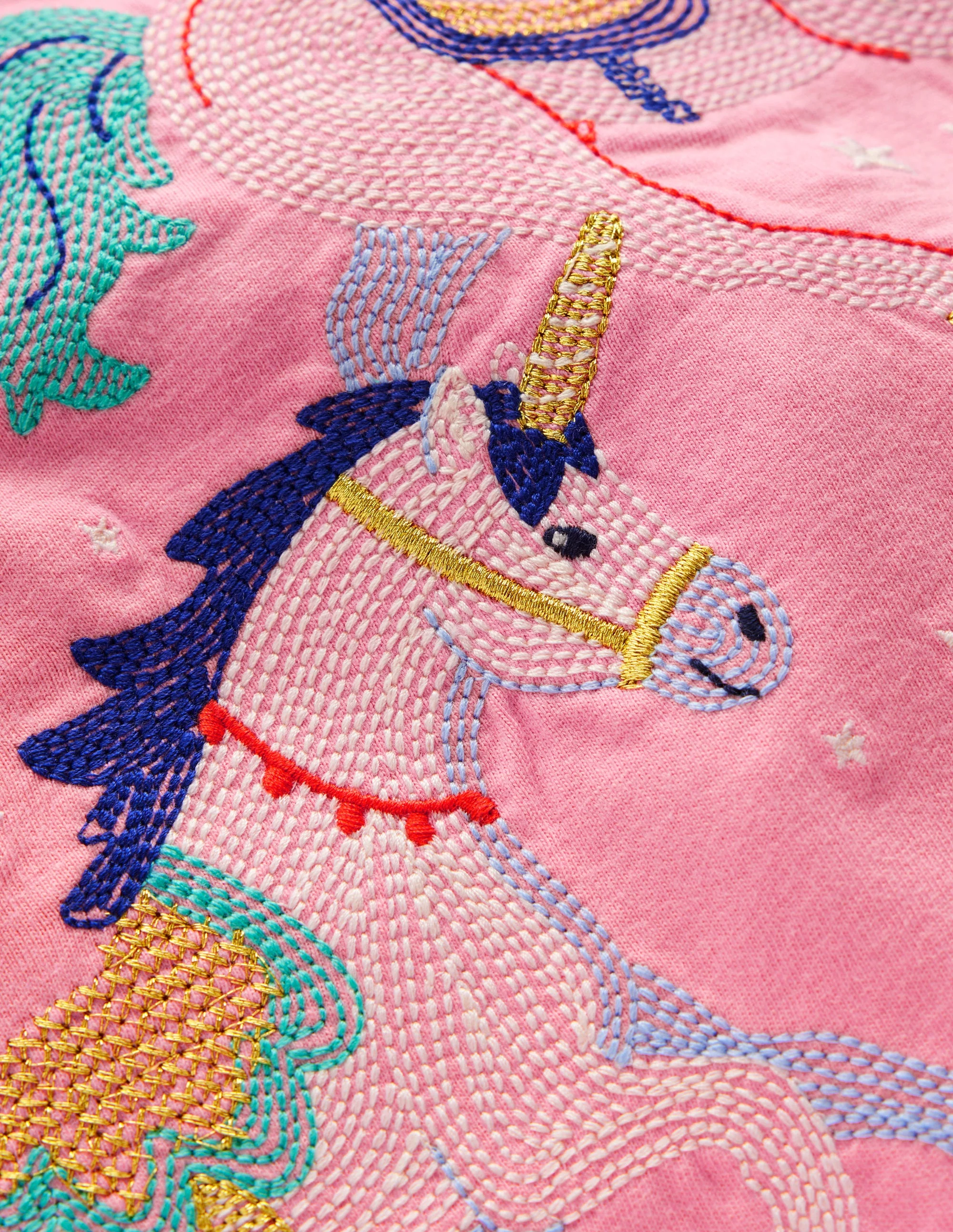 Puff Sleeve Superstitch Top-Pink Unicorns - Image 3