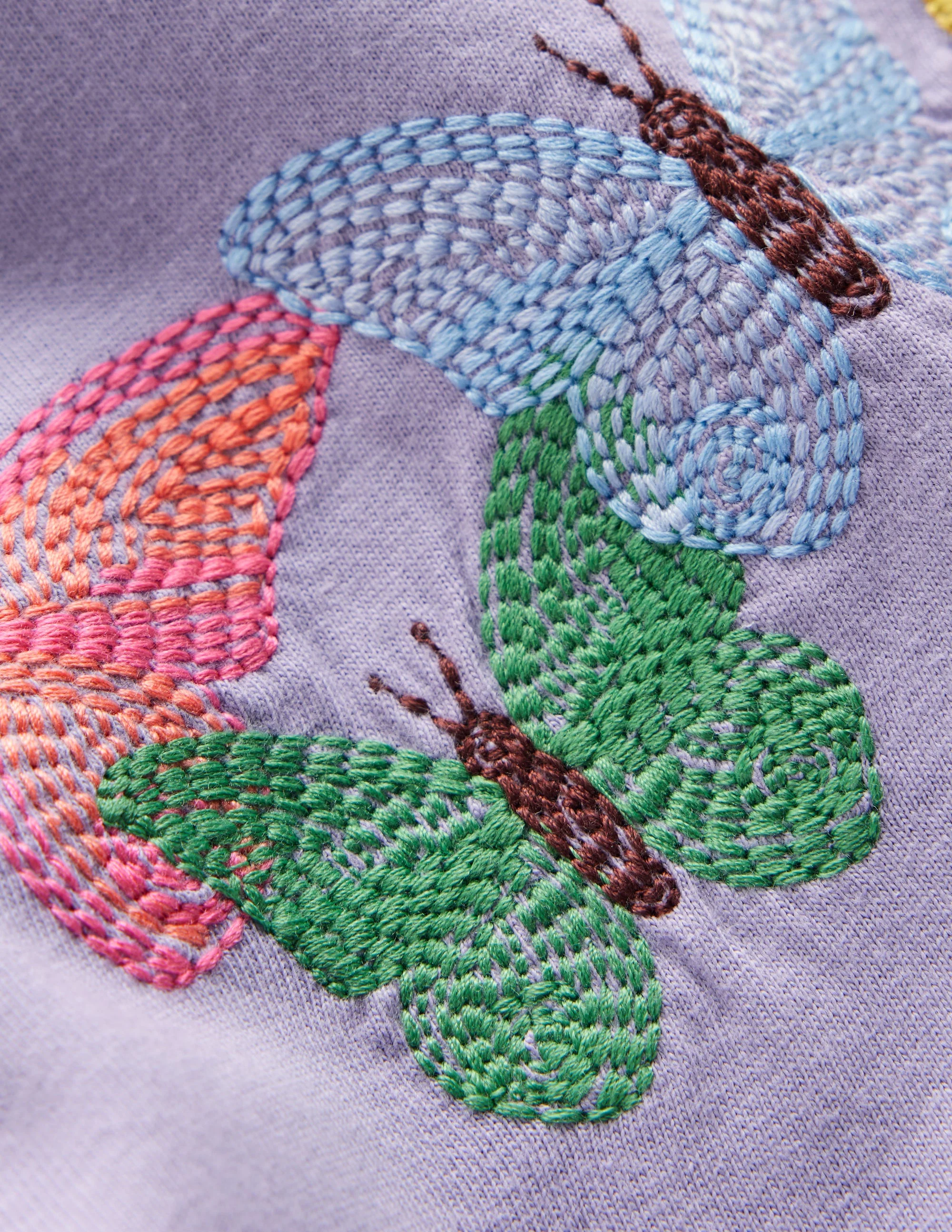 Puff Sleeve Superstitch Top-Purple Butterflies - Image 3