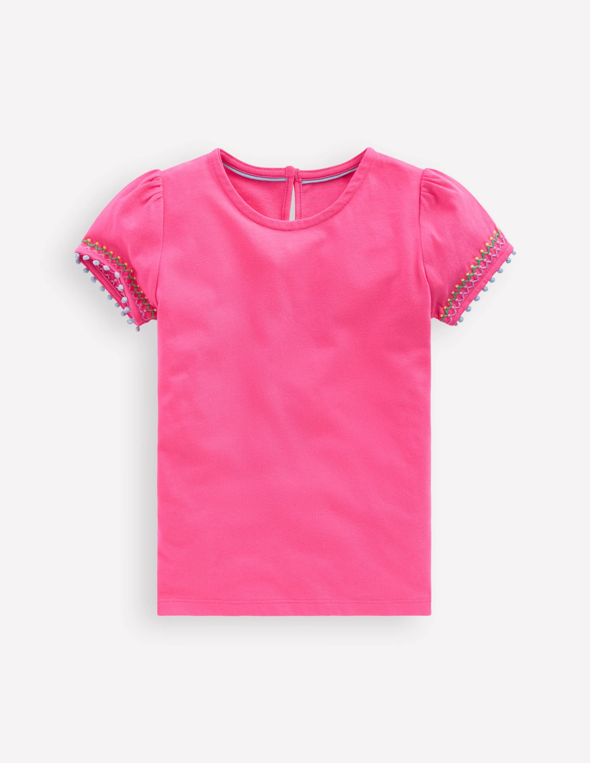 Puff Sleeve T-shirt-Flamingo Pink