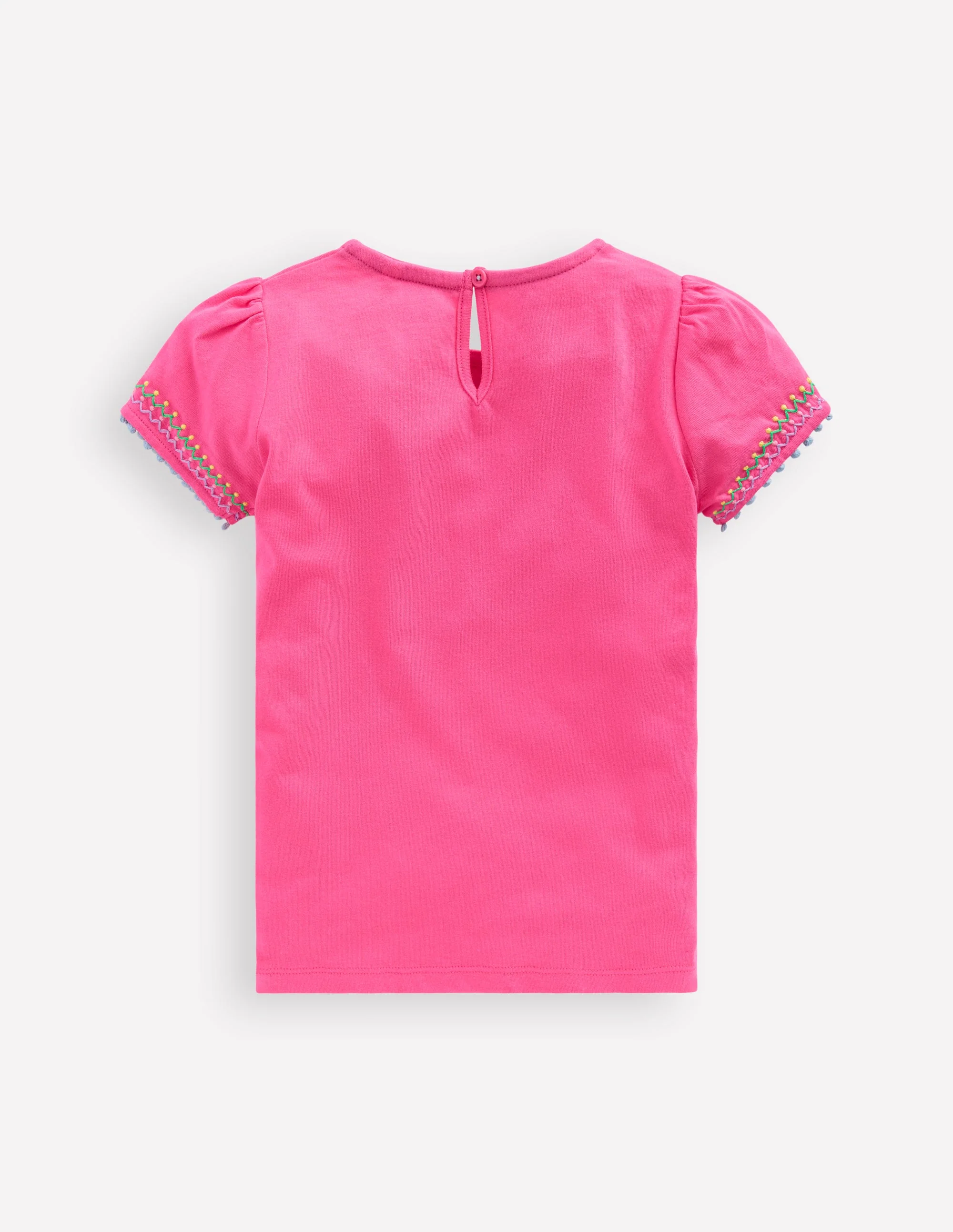 Puff Sleeve T-shirt-Flamingo Pink - Image 2
