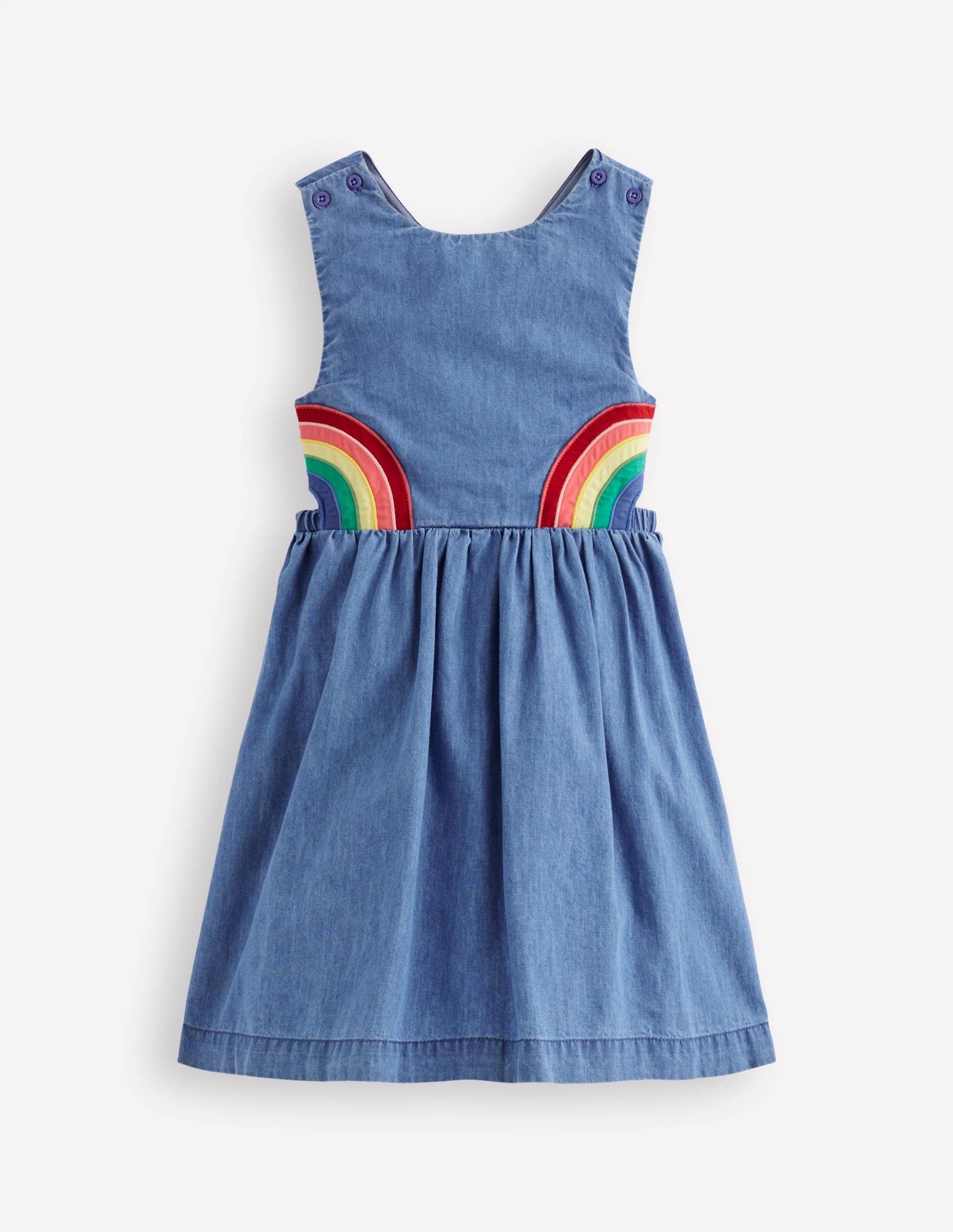 Rainbow Cross Back Dress-Light Wash Rainbow - Image 3