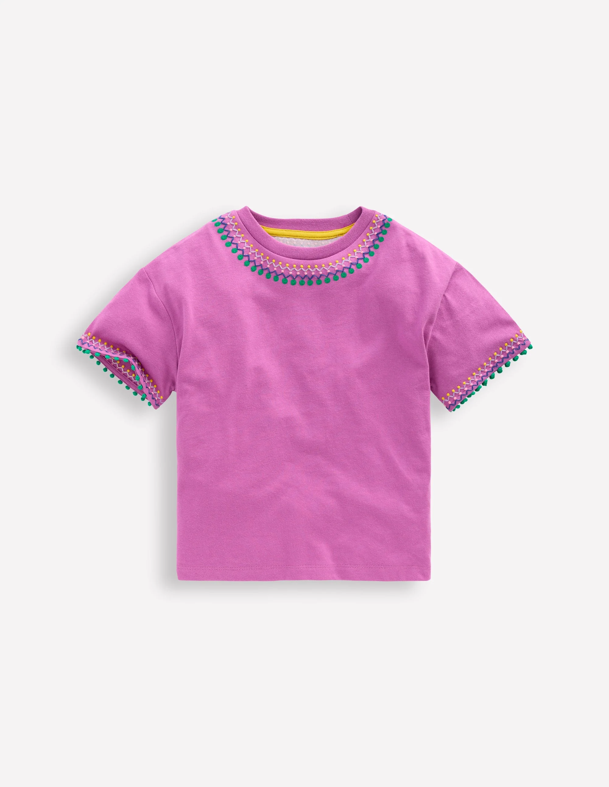 Relaxed Embroidered T-shirt-Radiant Orchid