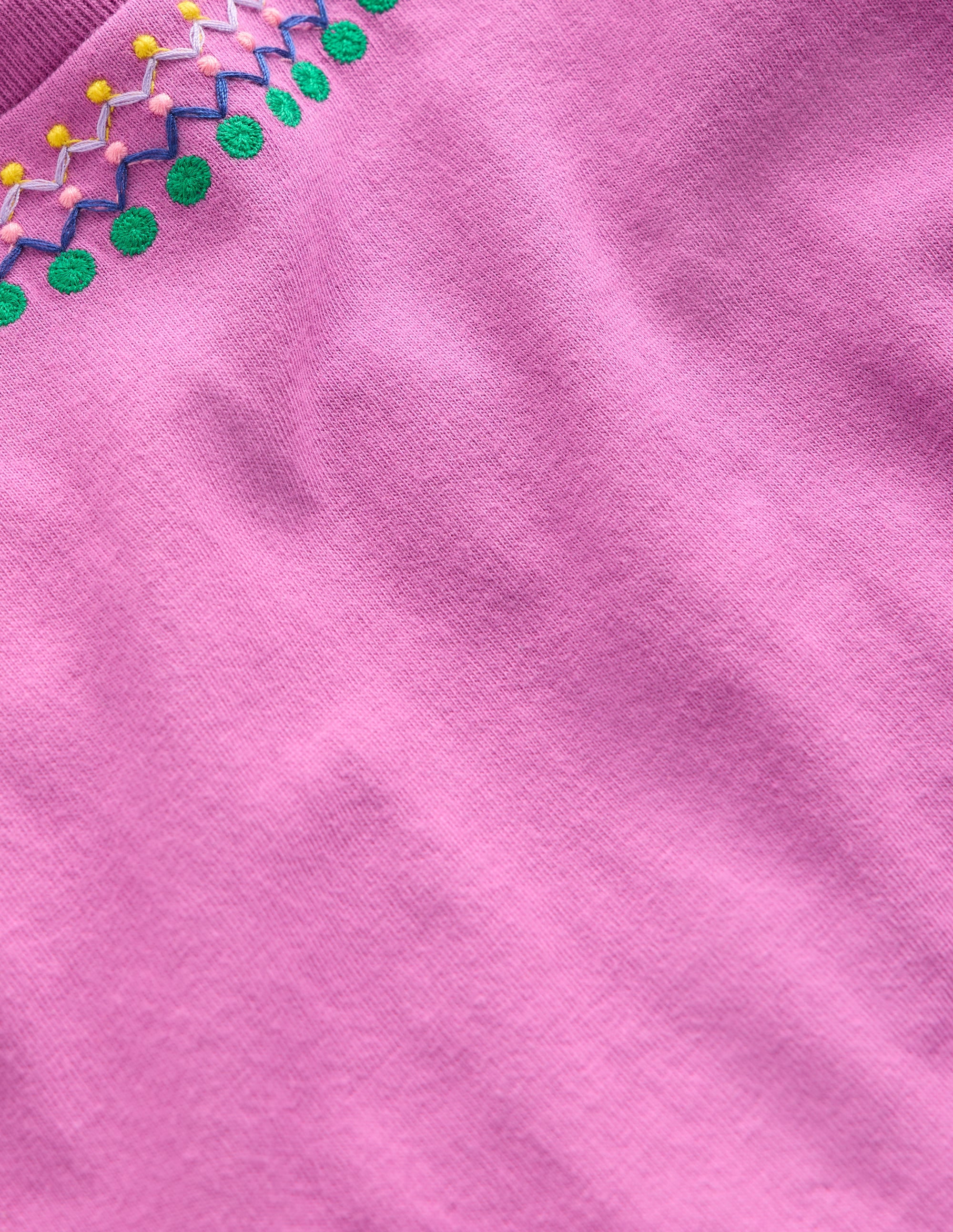 Relaxed Embroidered T-shirt-Radiant Orchid - Image 3