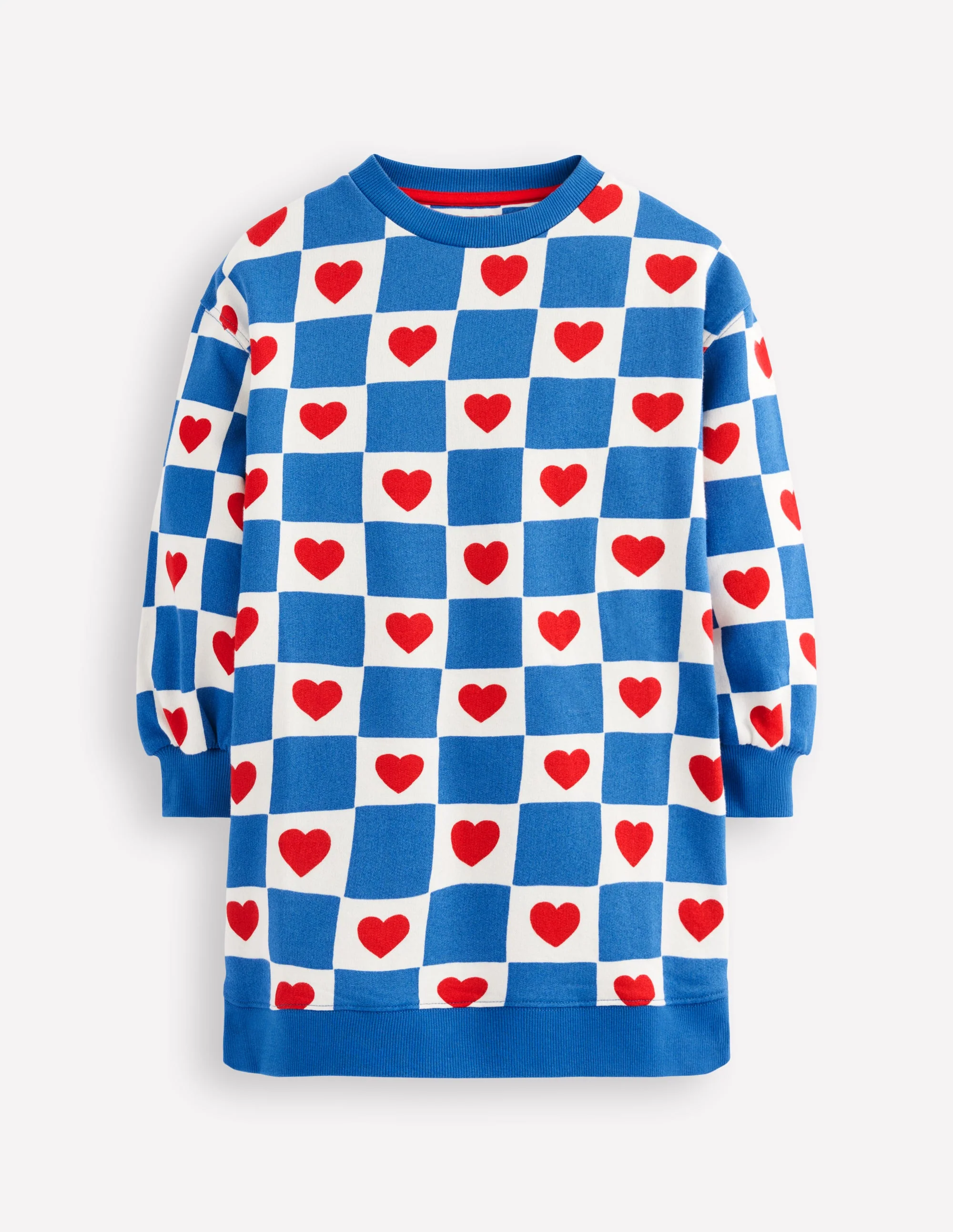 Relaxed Sweatshirt Dress-Blue Heart Stamp - Image 3