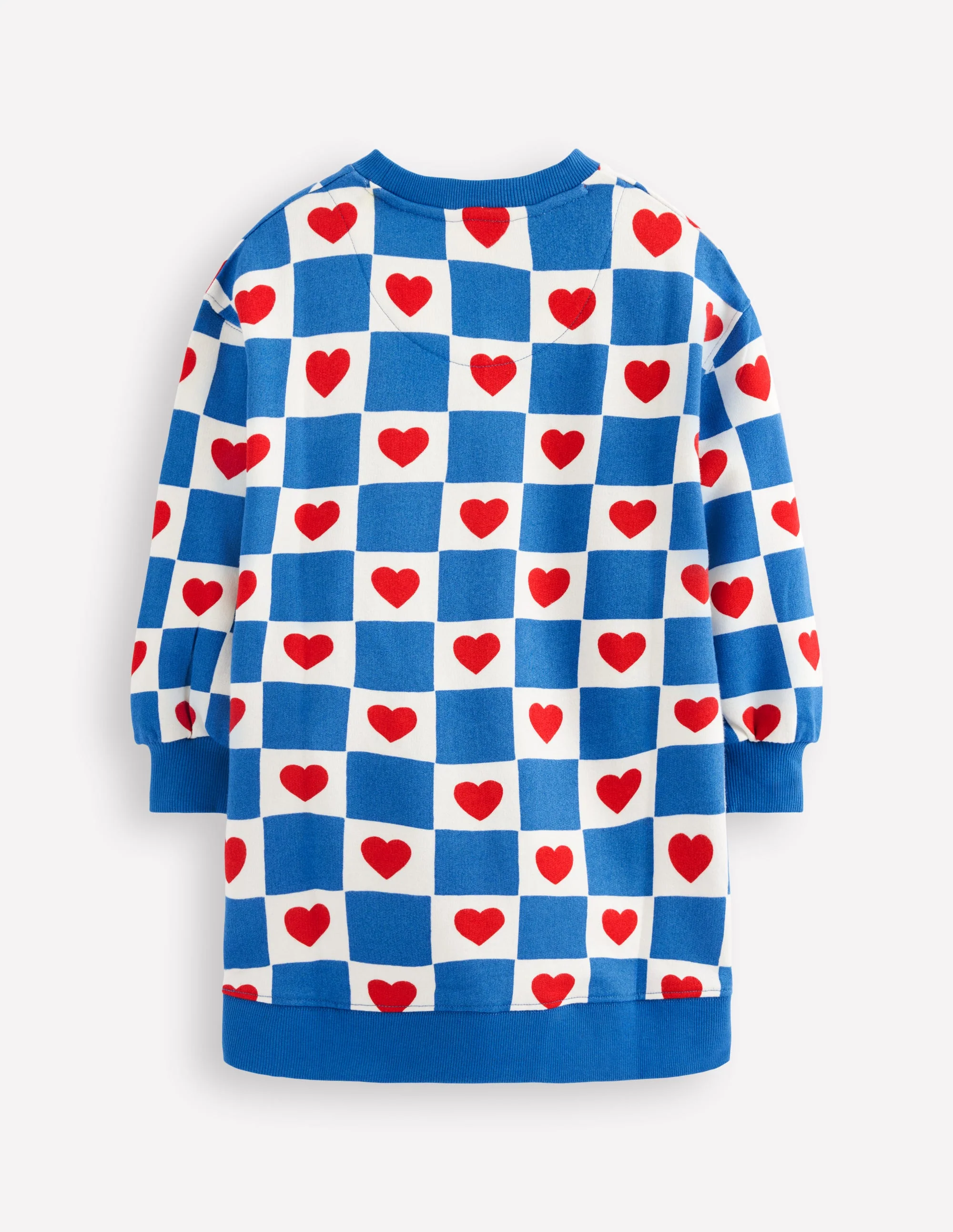 Relaxed Sweatshirt Dress-Blue Heart Stamp - Image 4