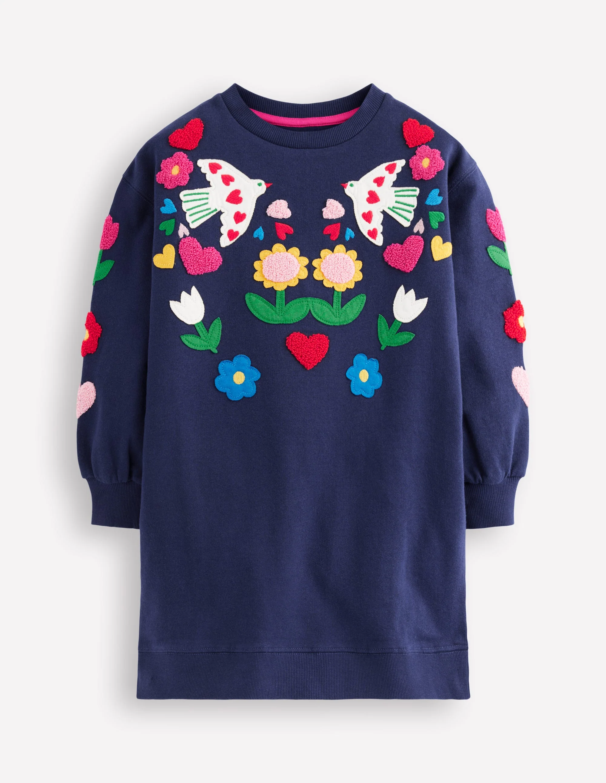 Relaxed Sweatshirt Dress-College Navy Birds - Image 5