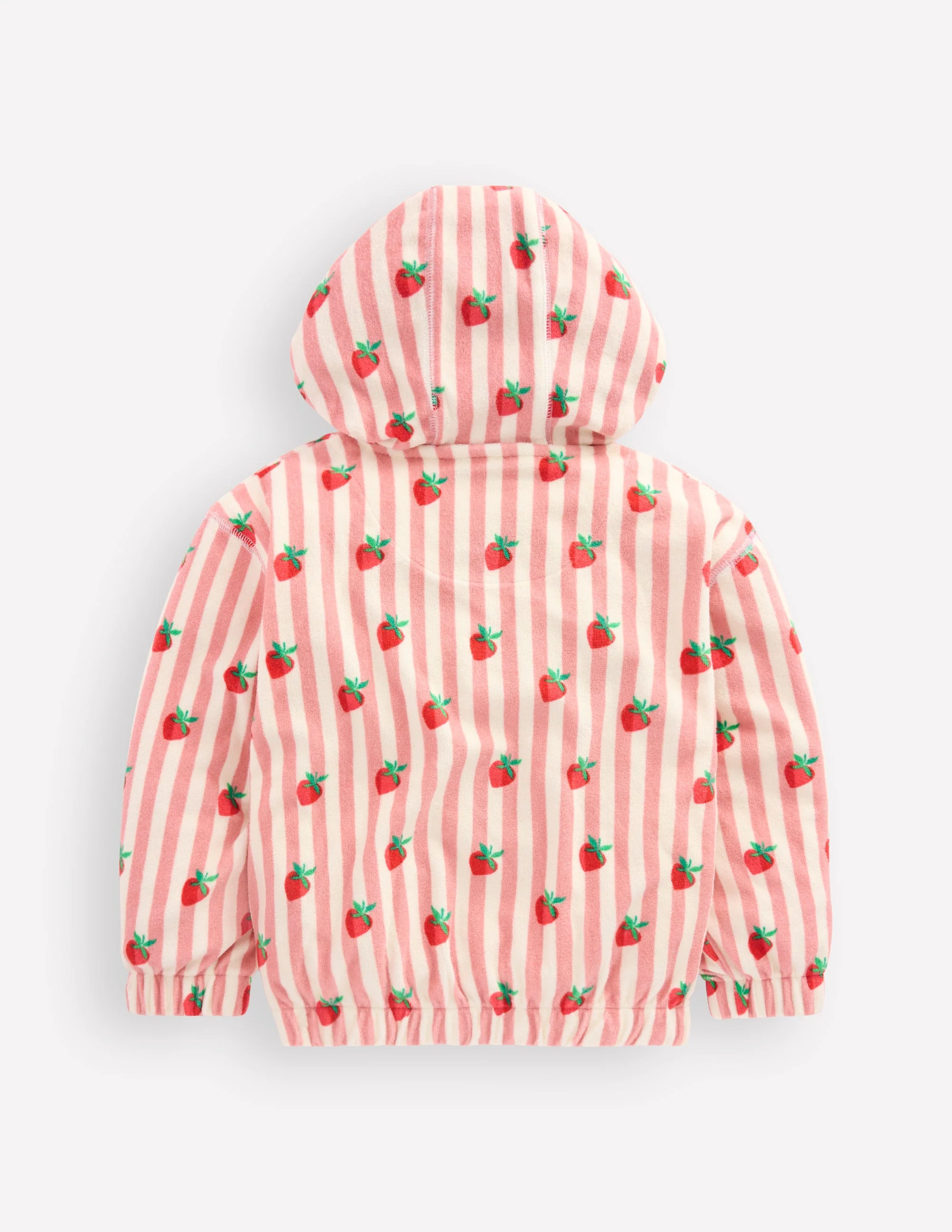 Relaxed Towelling Hoodie-Blush Strawberry Stripe - Image 2