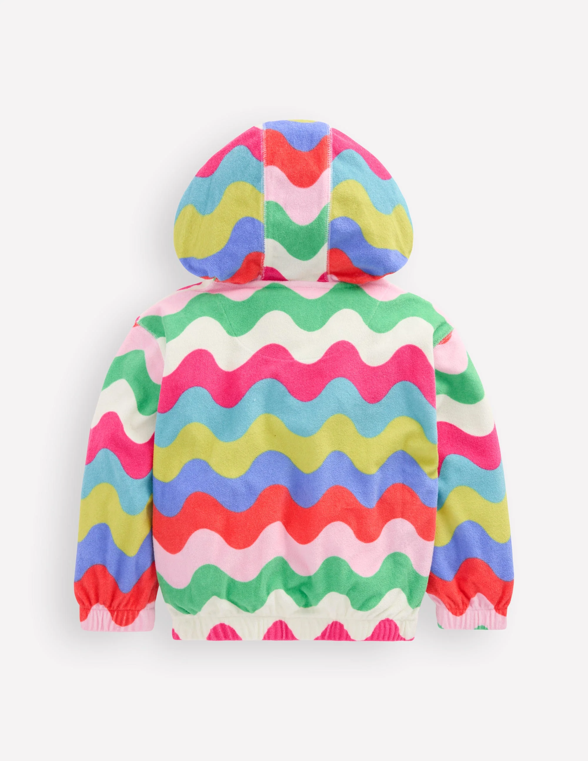 Relaxed Towelling Hoodie-Multi Wave Stripe - Image 2