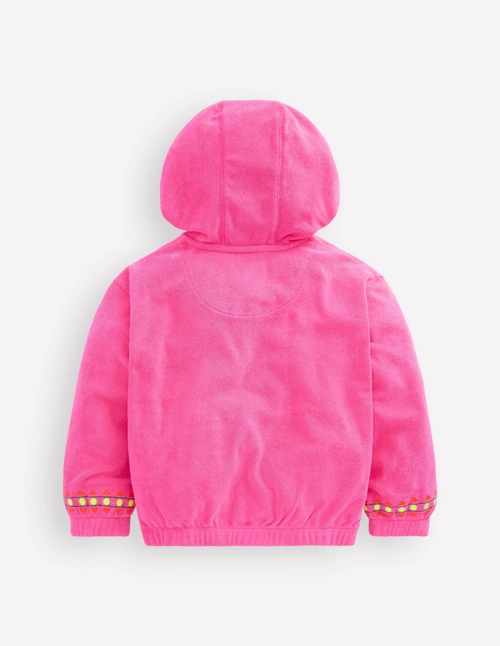 Relaxed Towelling Hoodie-Pink Embroidered - Image 2