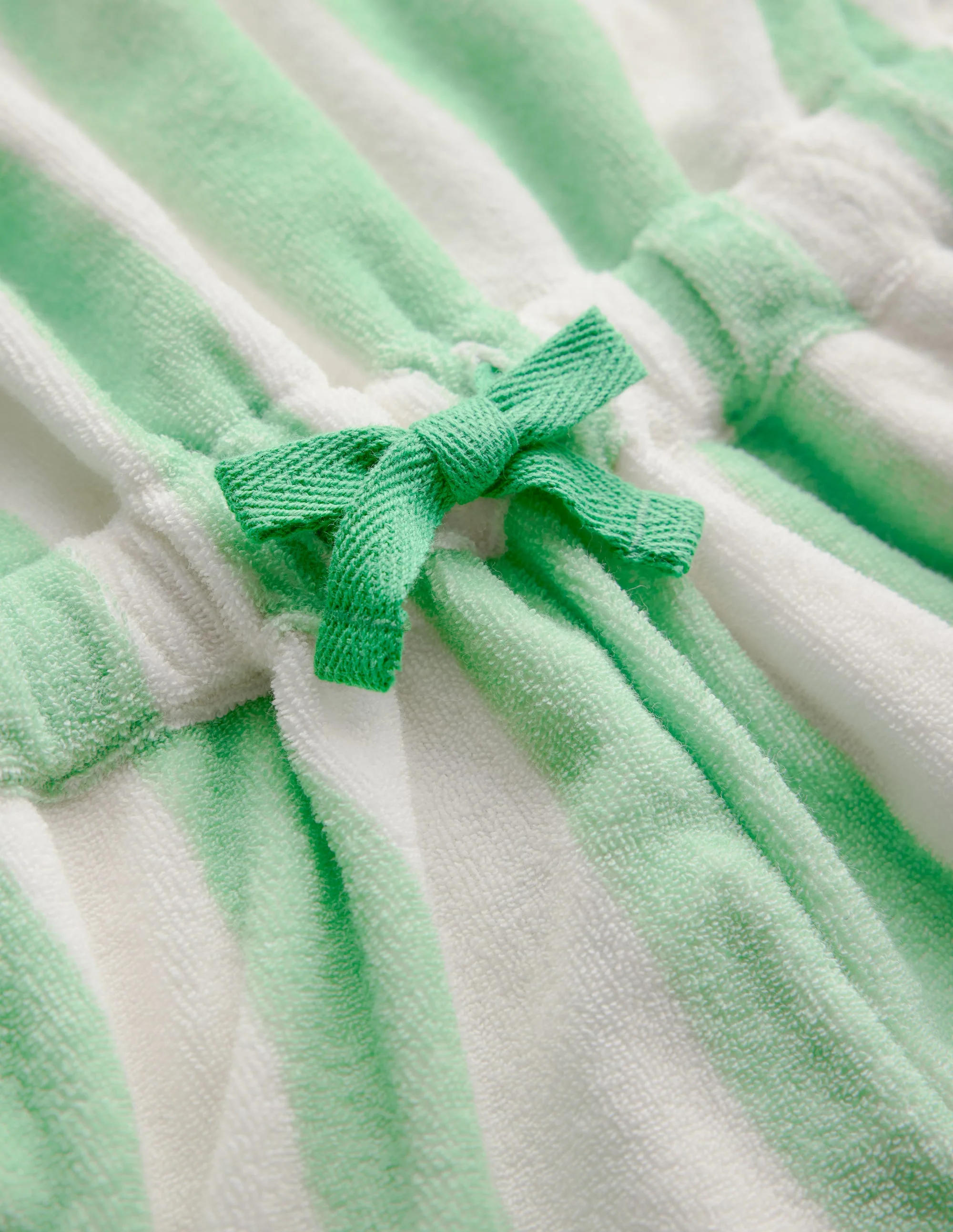 Relaxed Towelling Playsuit-Pale Green Stripe - Image 4