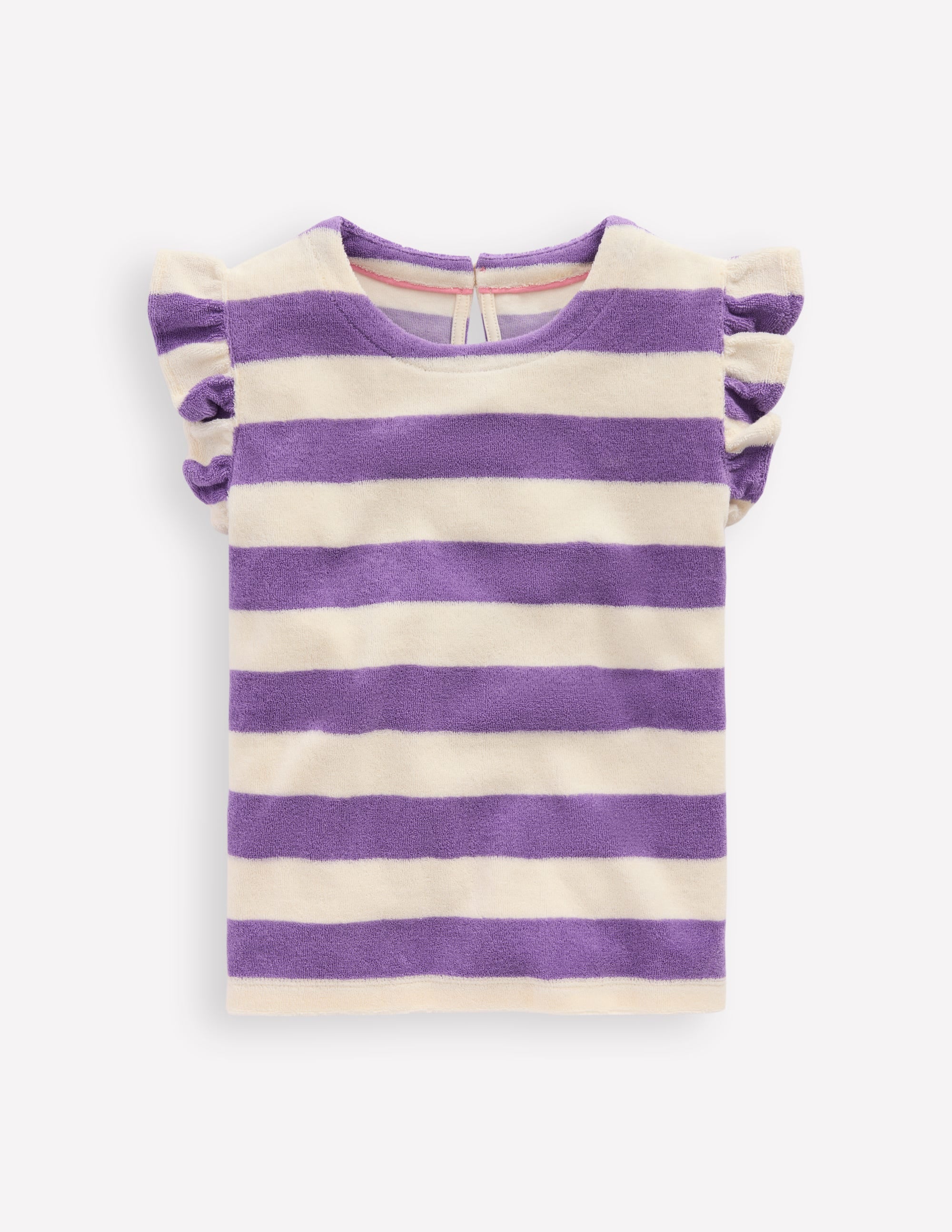 Relaxed Towelling Top-Soft Ivory/Aster Purple