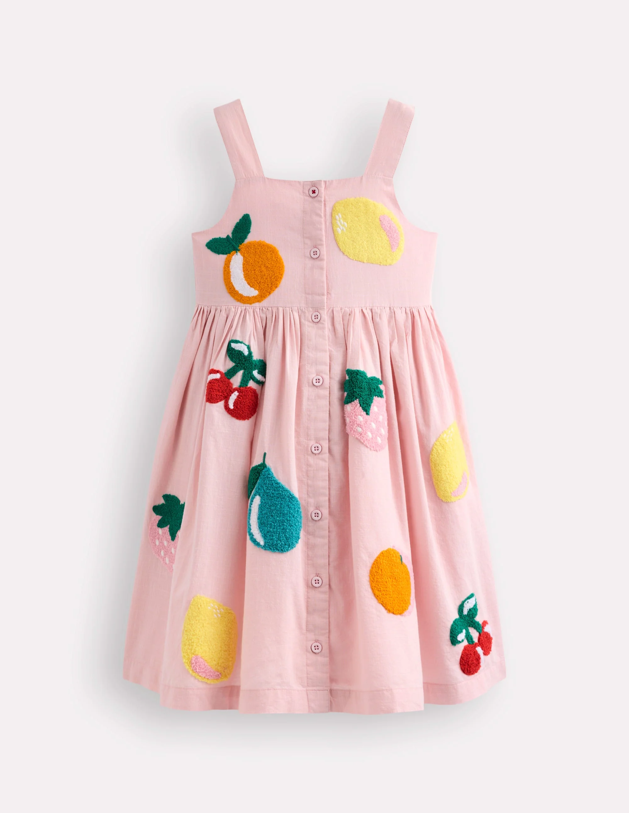 Remy Button Through Dress-Chalk Pink Boucle Fruit - Image 2
