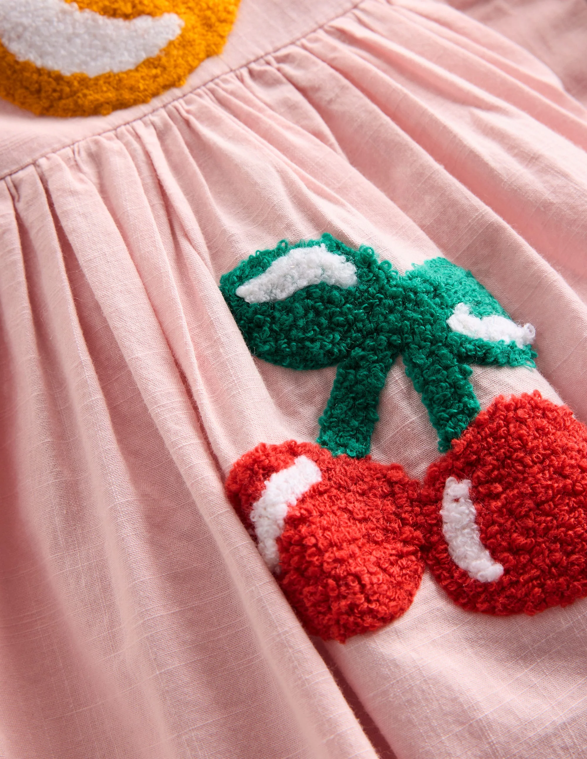 Remy Button Through Dress-Chalk Pink Boucle Fruit - Image 4