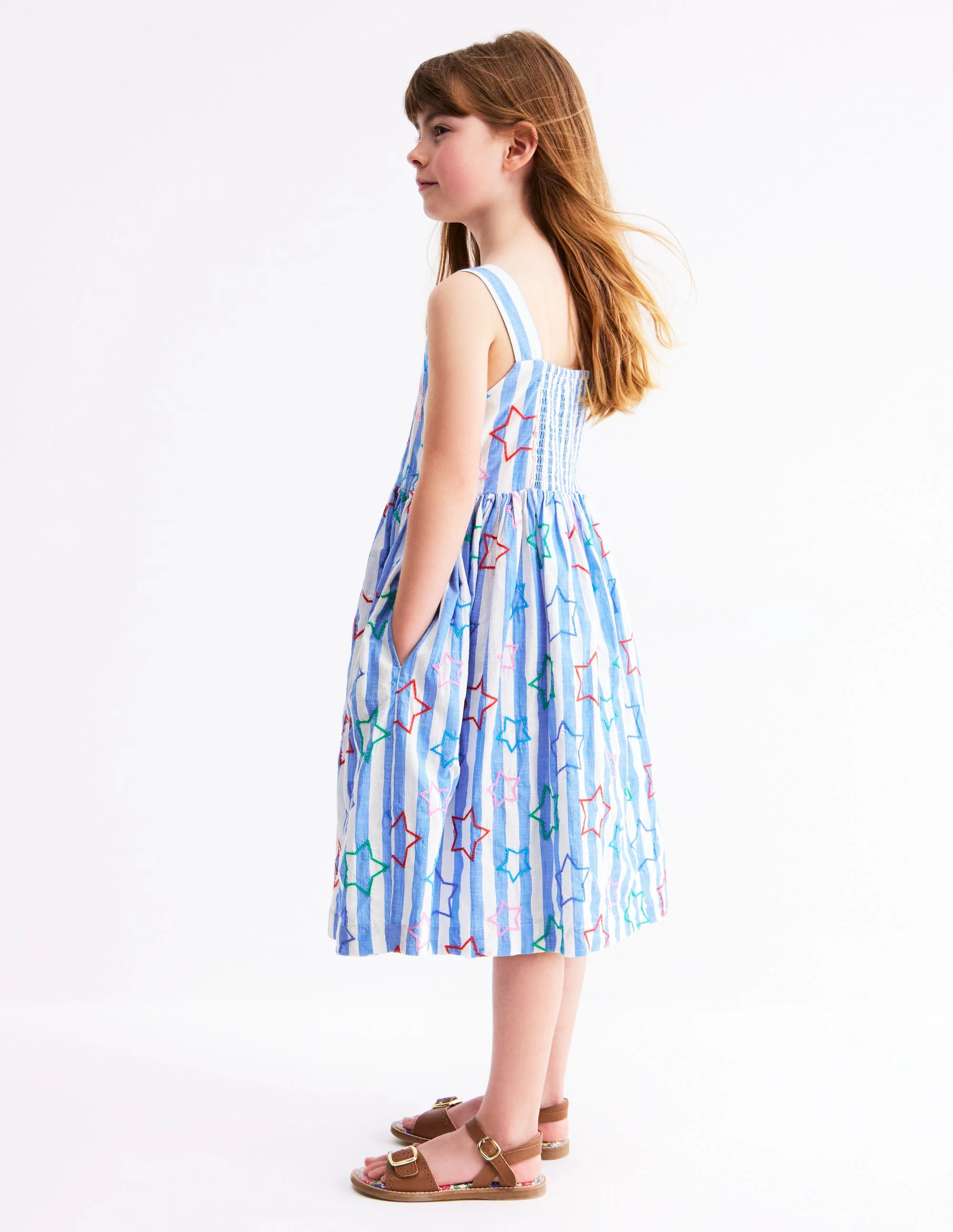 Remy Button Through Dress-Peacock Plume Blue Star - Image 3