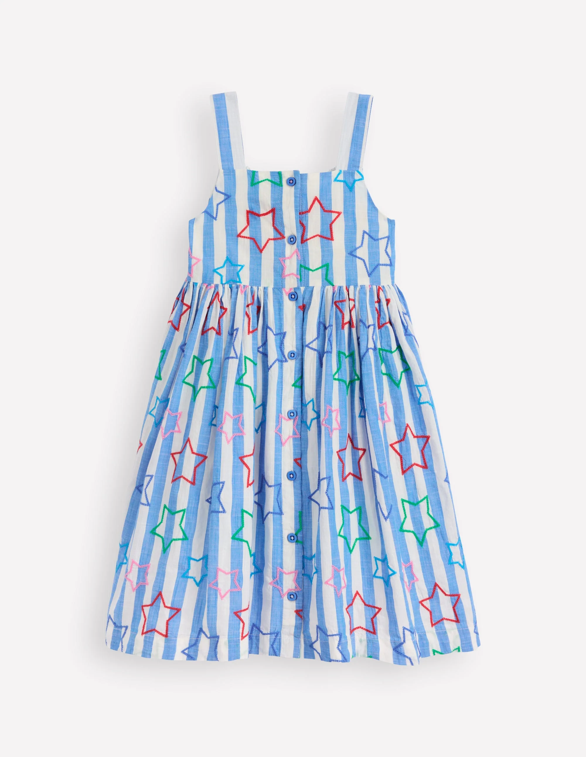Remy Button Through Dress-Peacock Plume Blue Star - Image 4