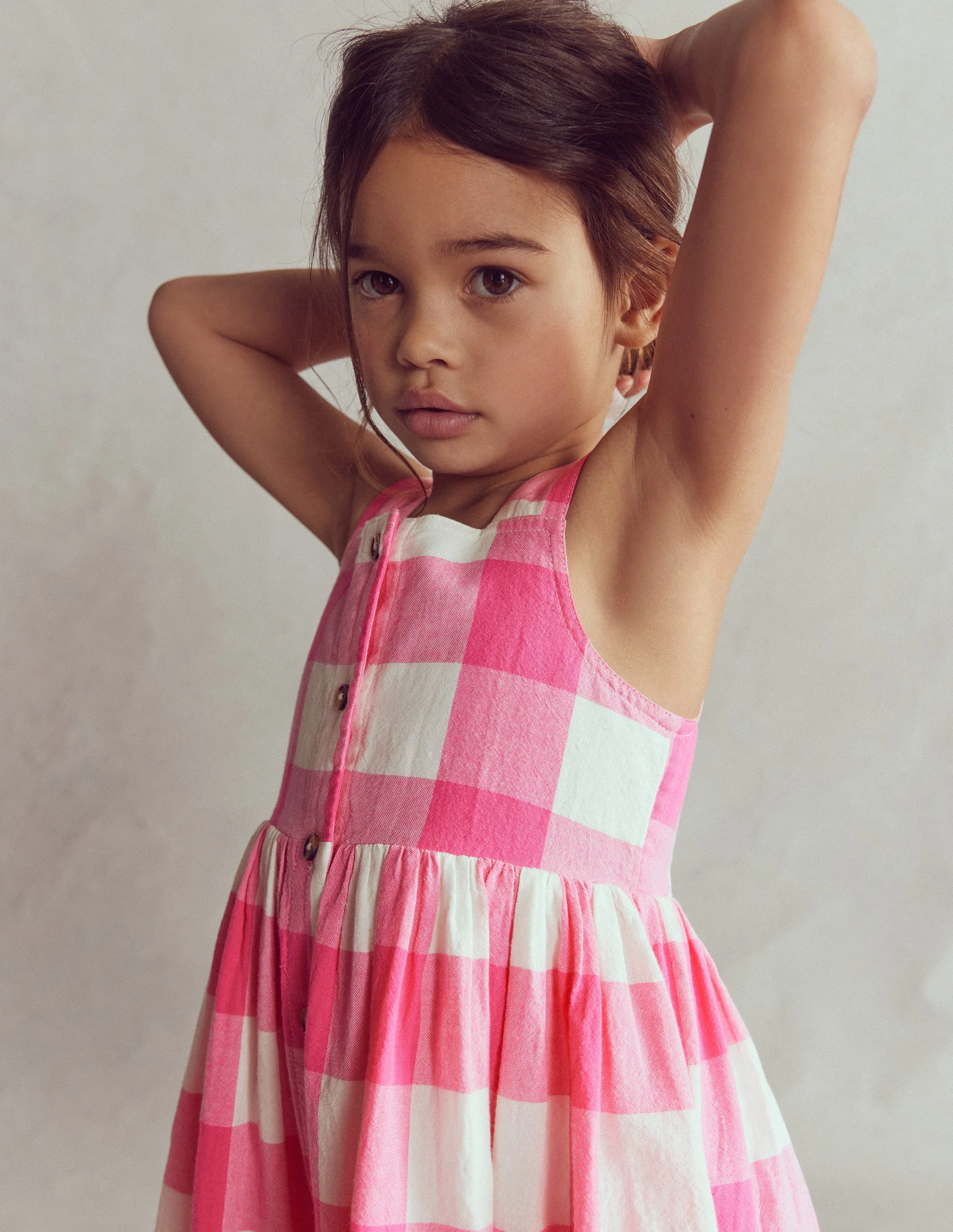 Remy Button Through Dress-Pink Punch Gingham - Image 2