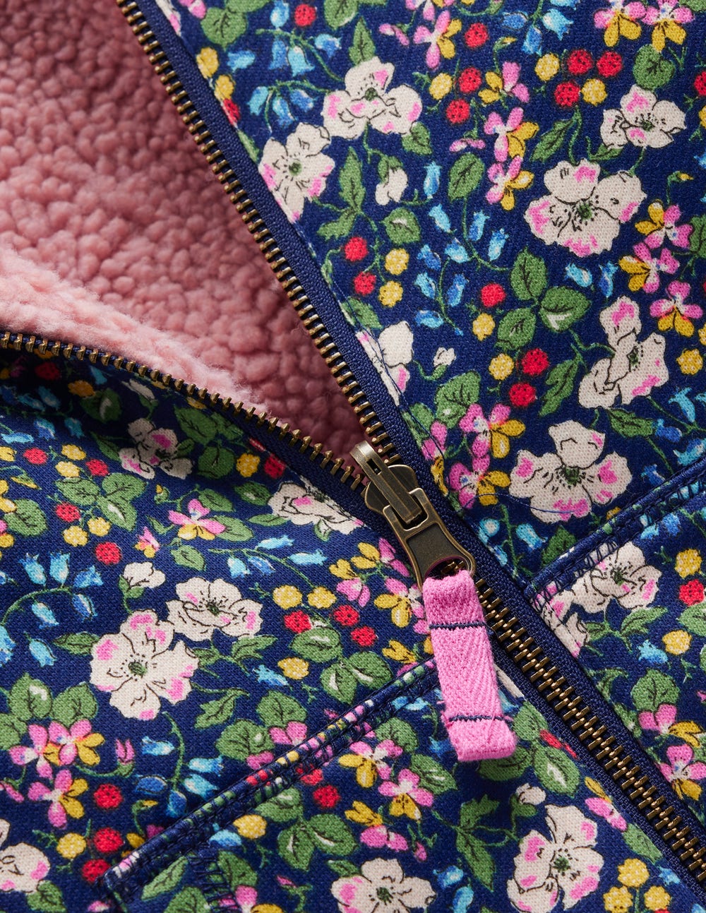 Reversible Borg Hoodie-Starboard Blue Berry Floral - Image 4