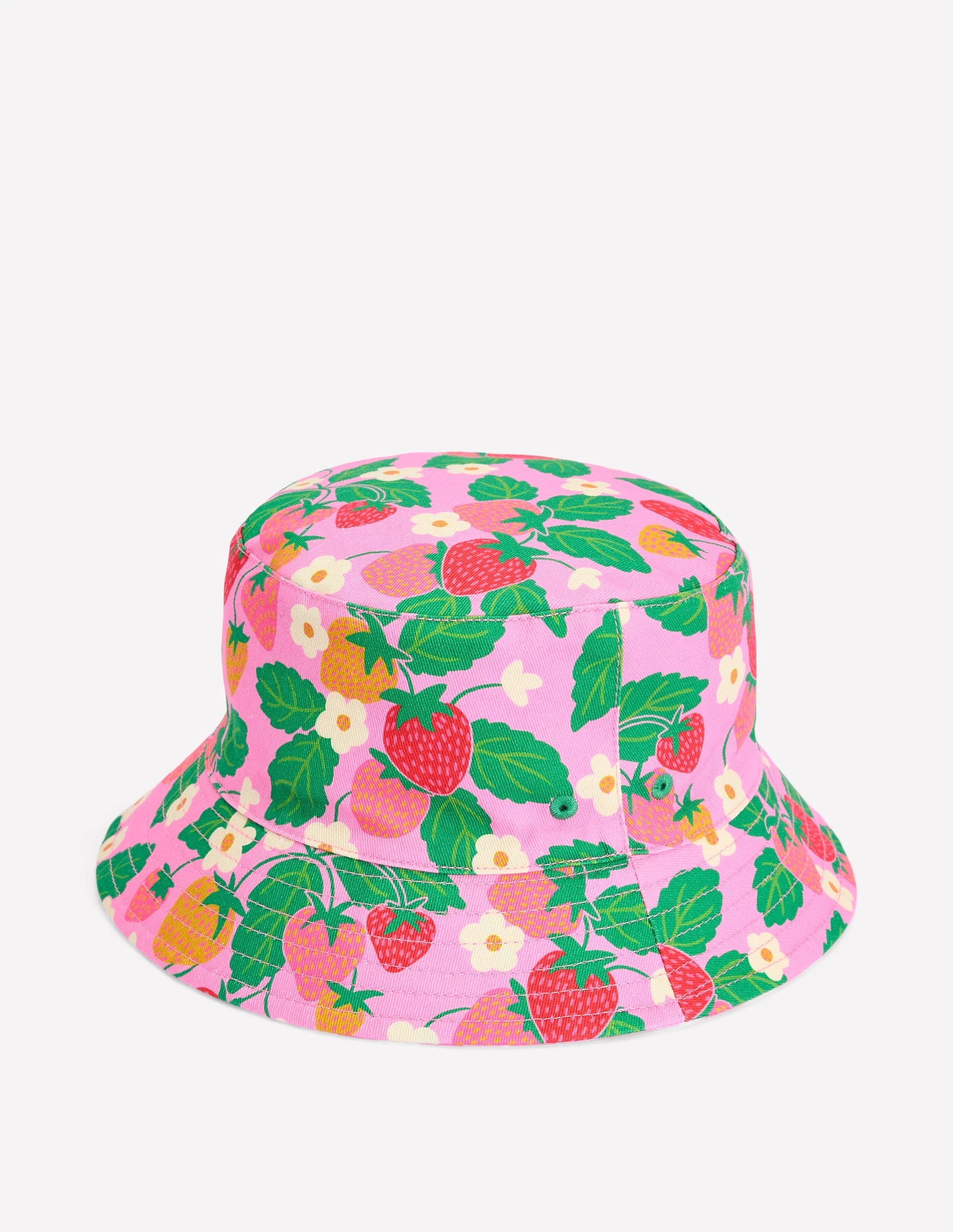 Reversible Bucket Hat-Pink Strawberry Gingham - Image 2