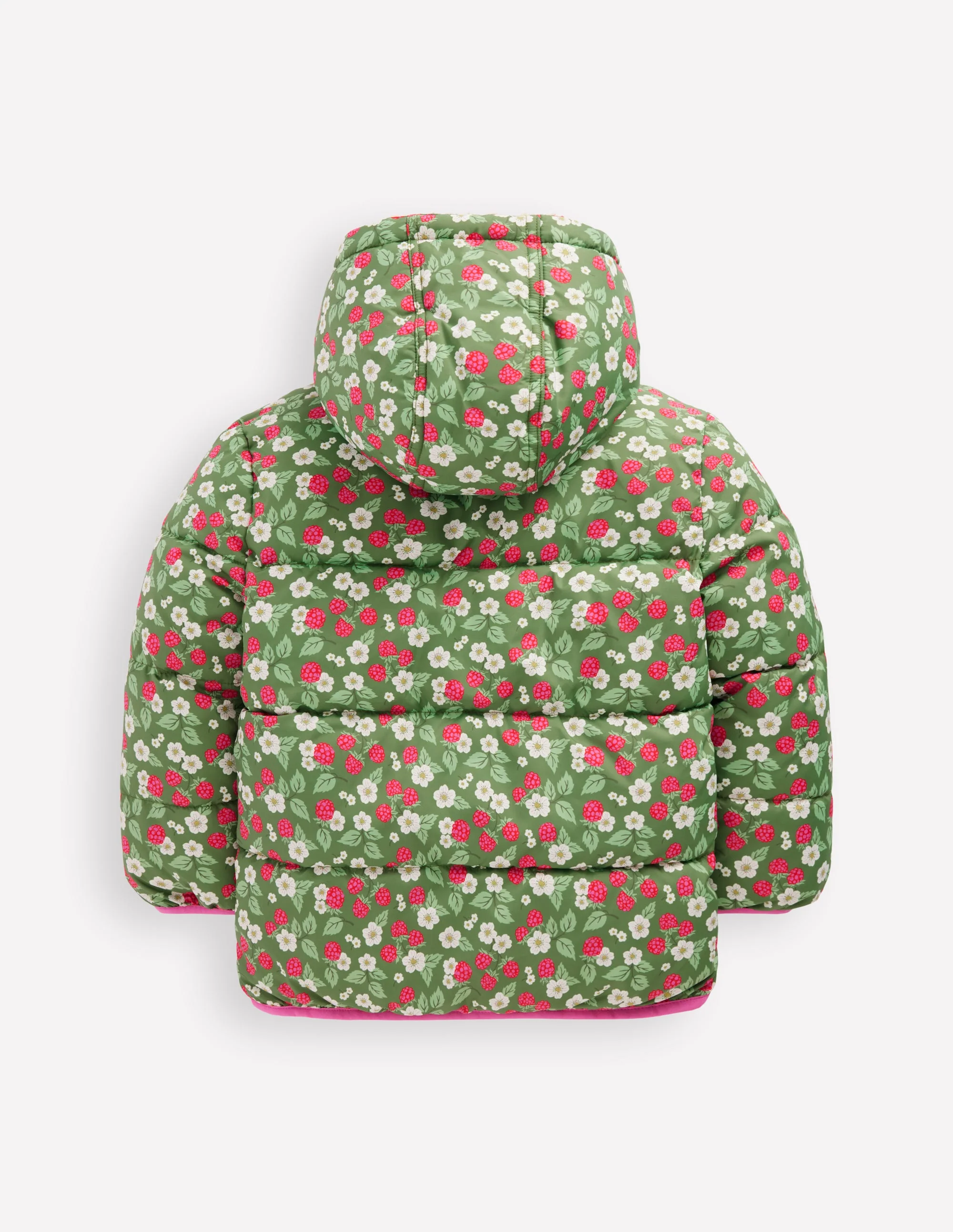 Reversible Padded Borg Coat-Safari Green Vintage Berry - Image 2