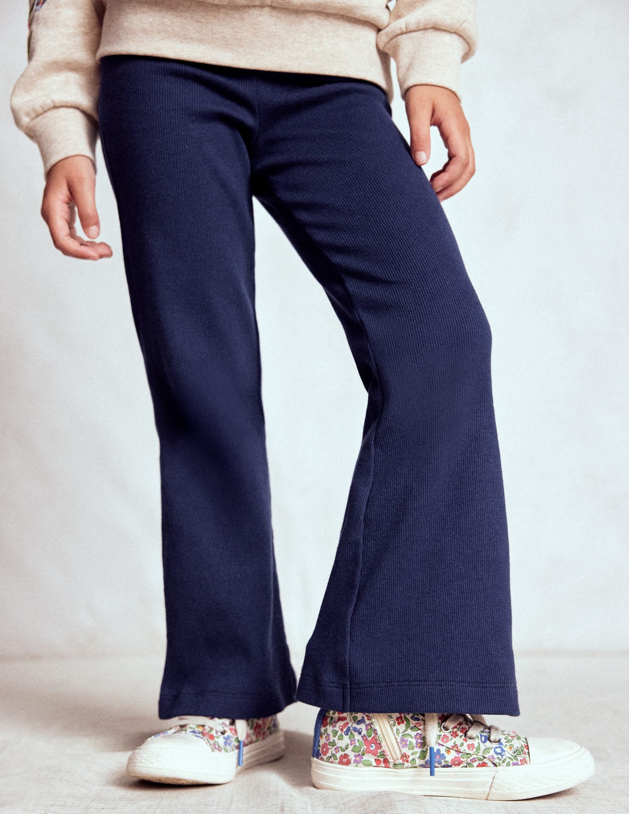 Ribbed Flared Legging-College Navy - Image 3