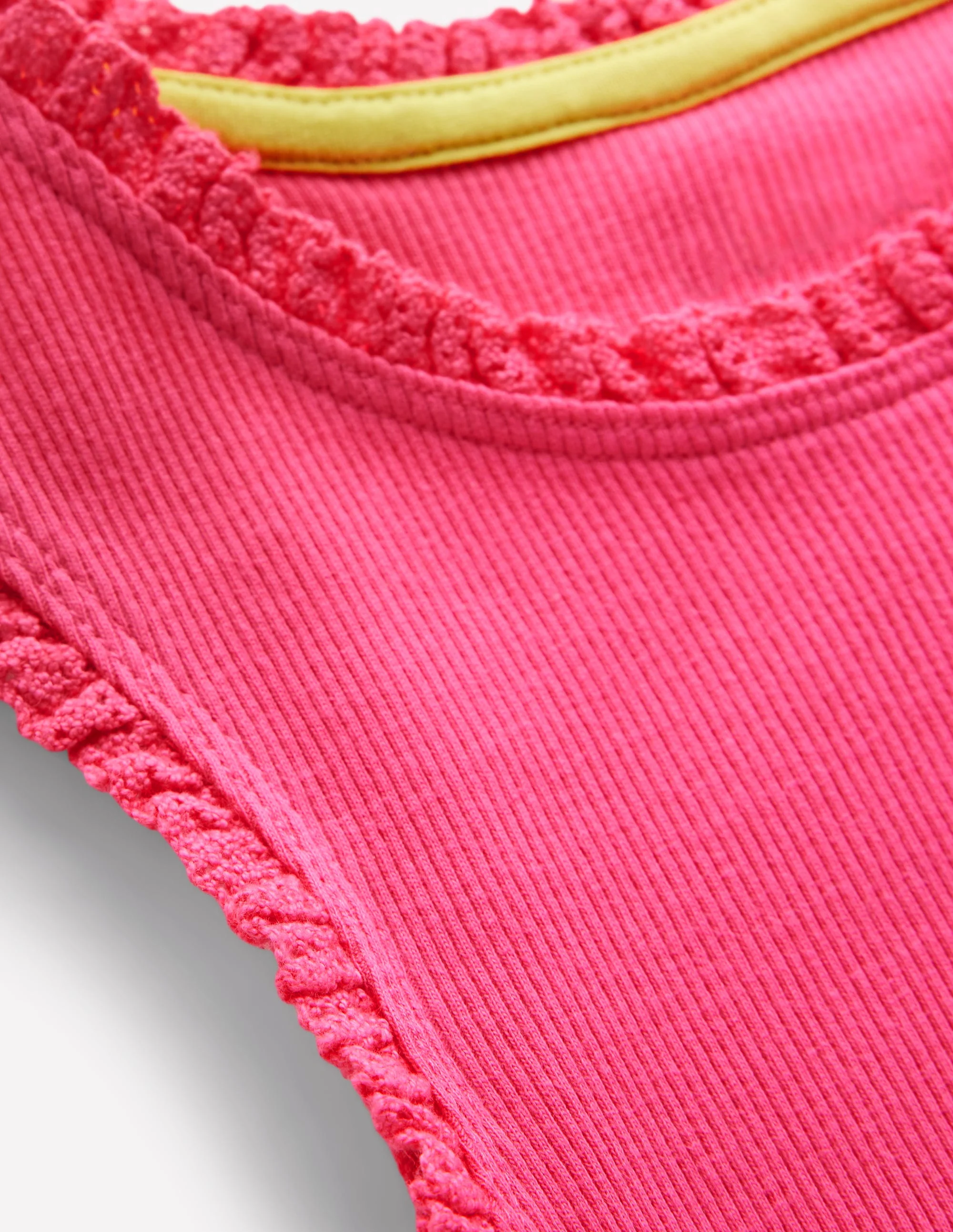Ribbed Lace Trim Vest-Flamingo Pink - Image 3
