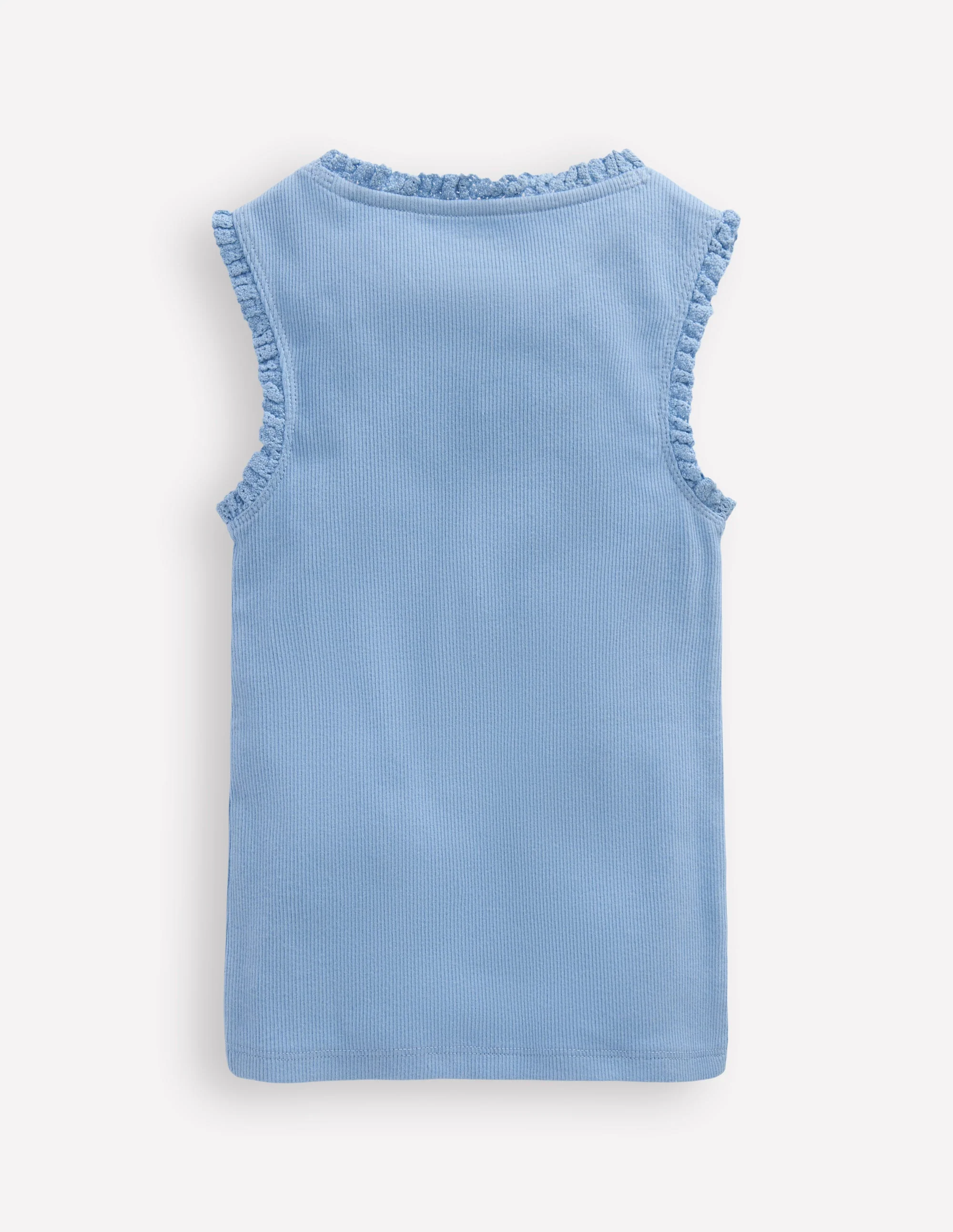 Ribbed Lace Trim Vest-Glacier Blue - Image 2